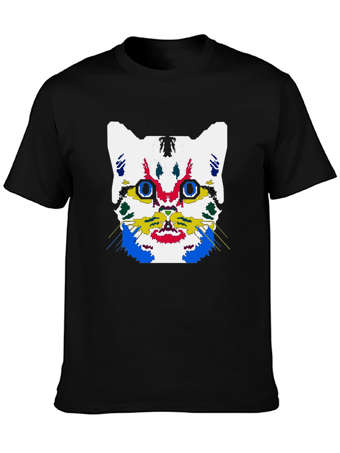 Abstract Cat Graphic Black T-Shirt