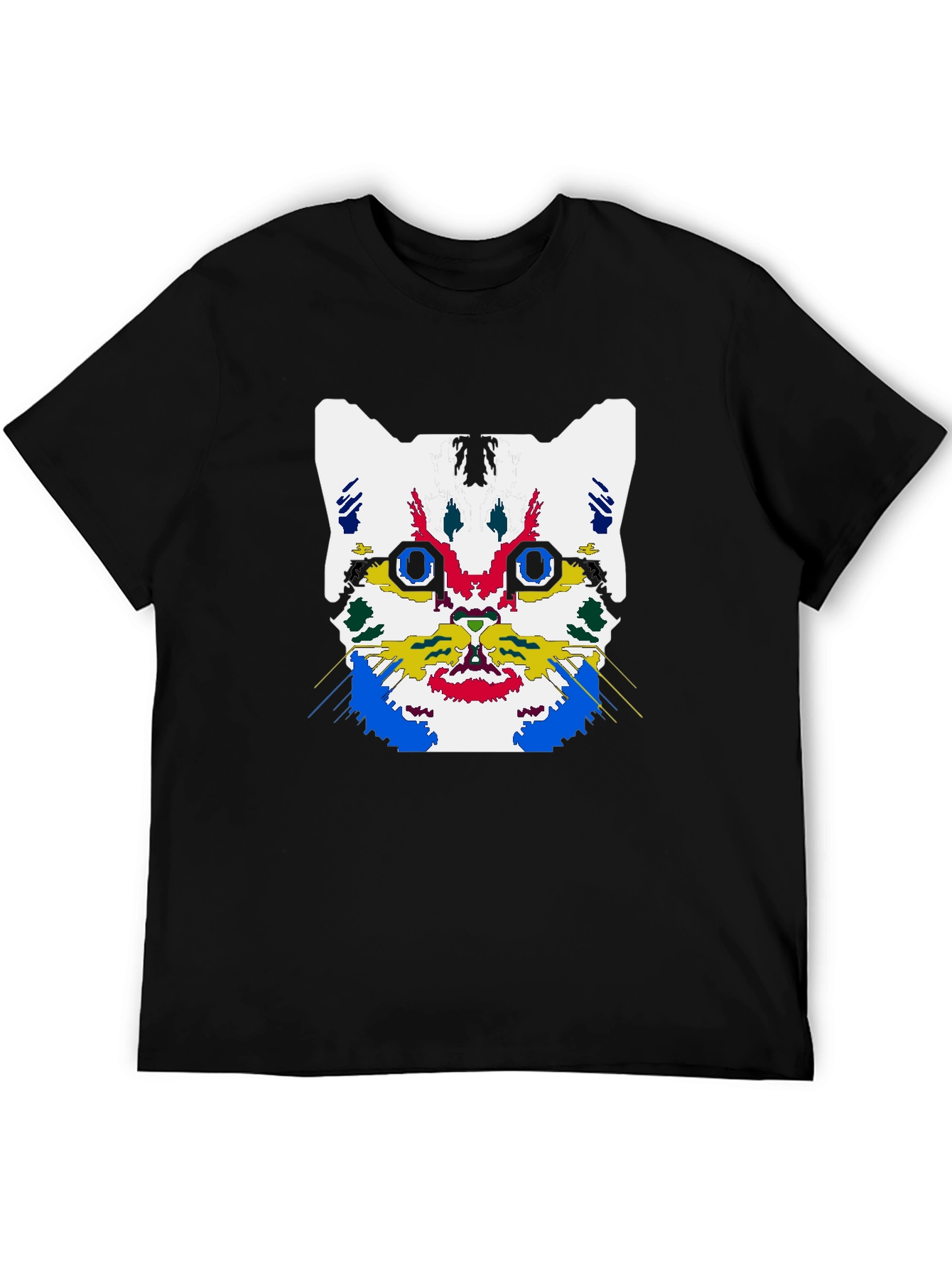 Abstract Cat Graphic Black T-Shirt