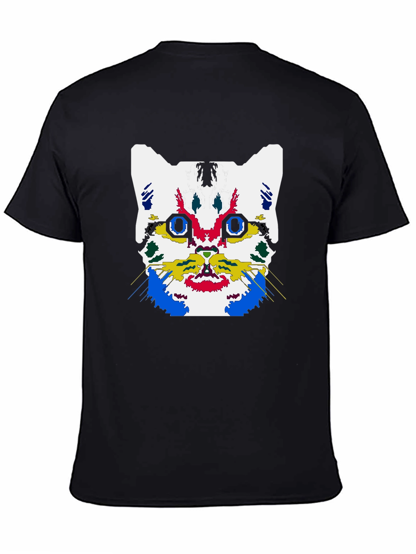 Abstract Cat Graphic Black T-Shirt