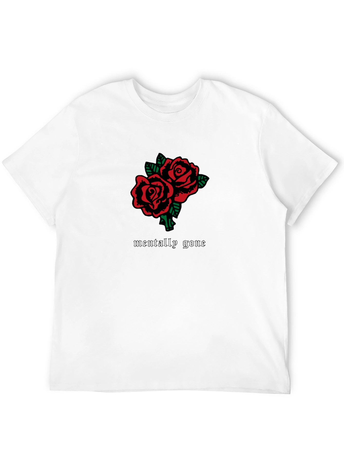 Mentally Gone Roses Graphic Tee - Black Cotton T-Shirt