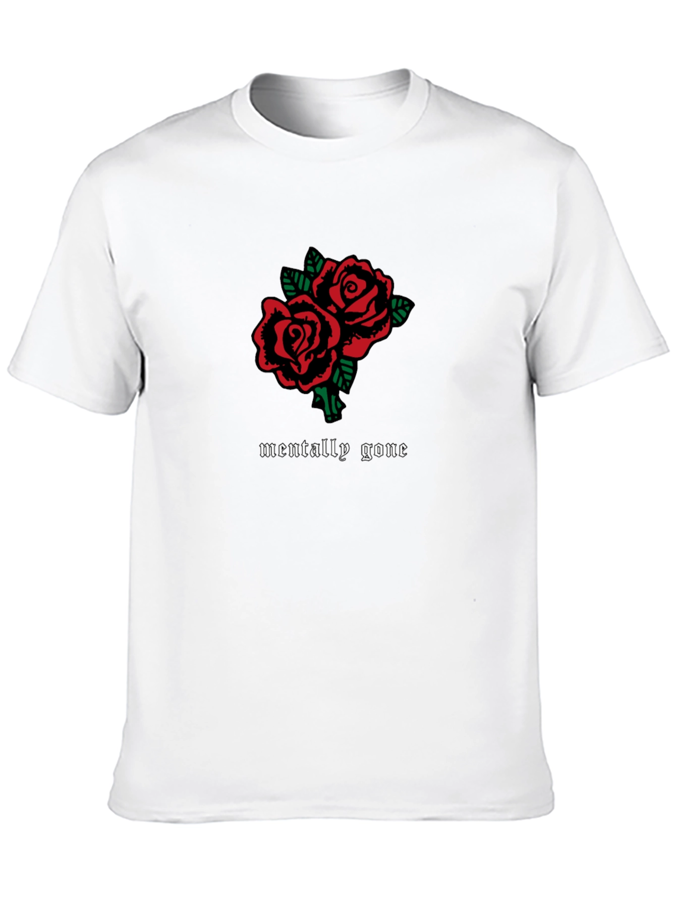 Mentally Gone Roses Graphic Tee - Black Cotton T-Shirt