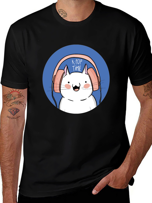 K-Pop Time Cartoon Cat Graphic Tee
