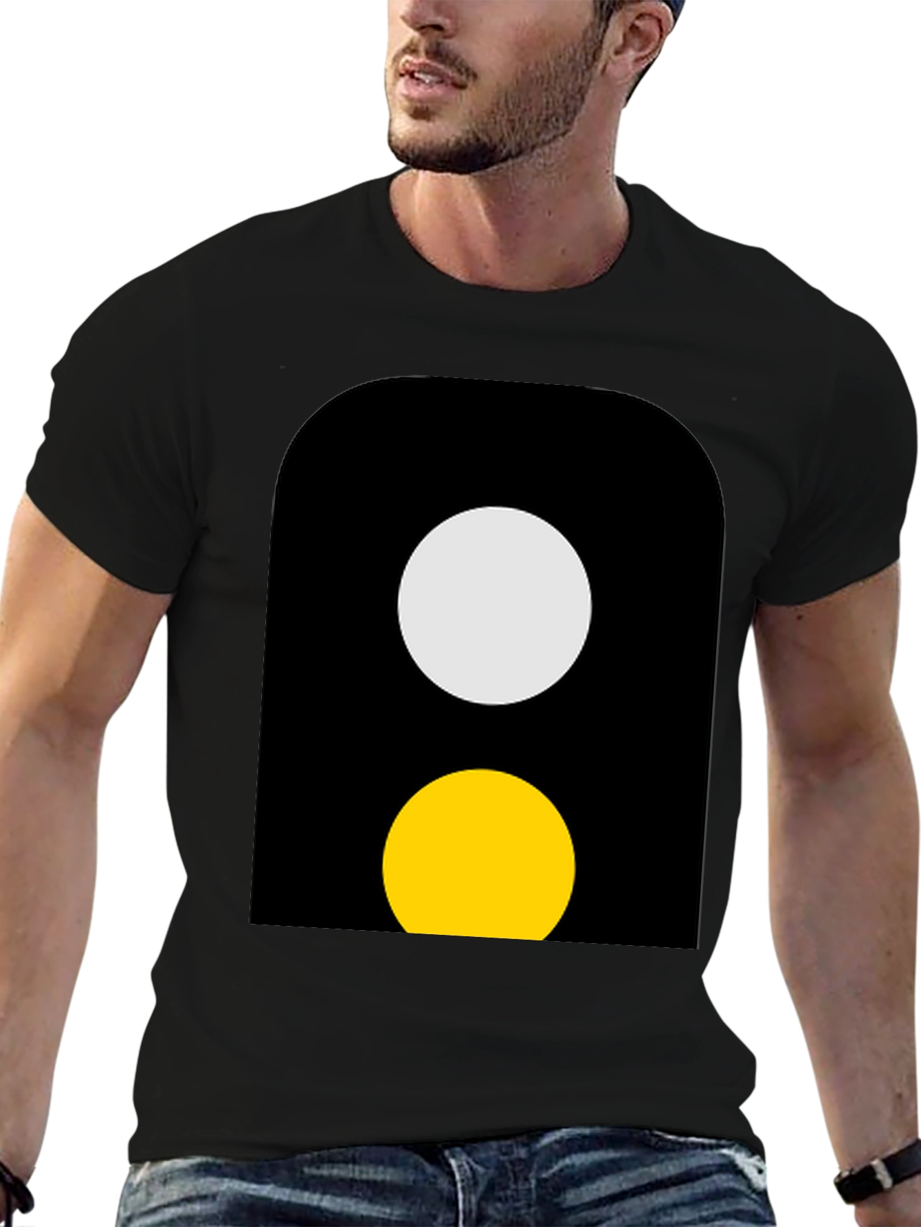 Abstract Graphic T-Shirt - Black with Circle Design