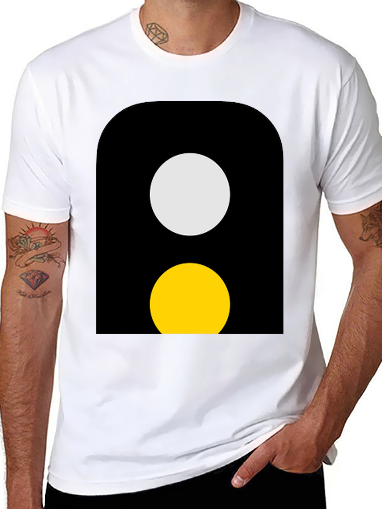 Abstract Graphic T-Shirt - Black with Circle Design
