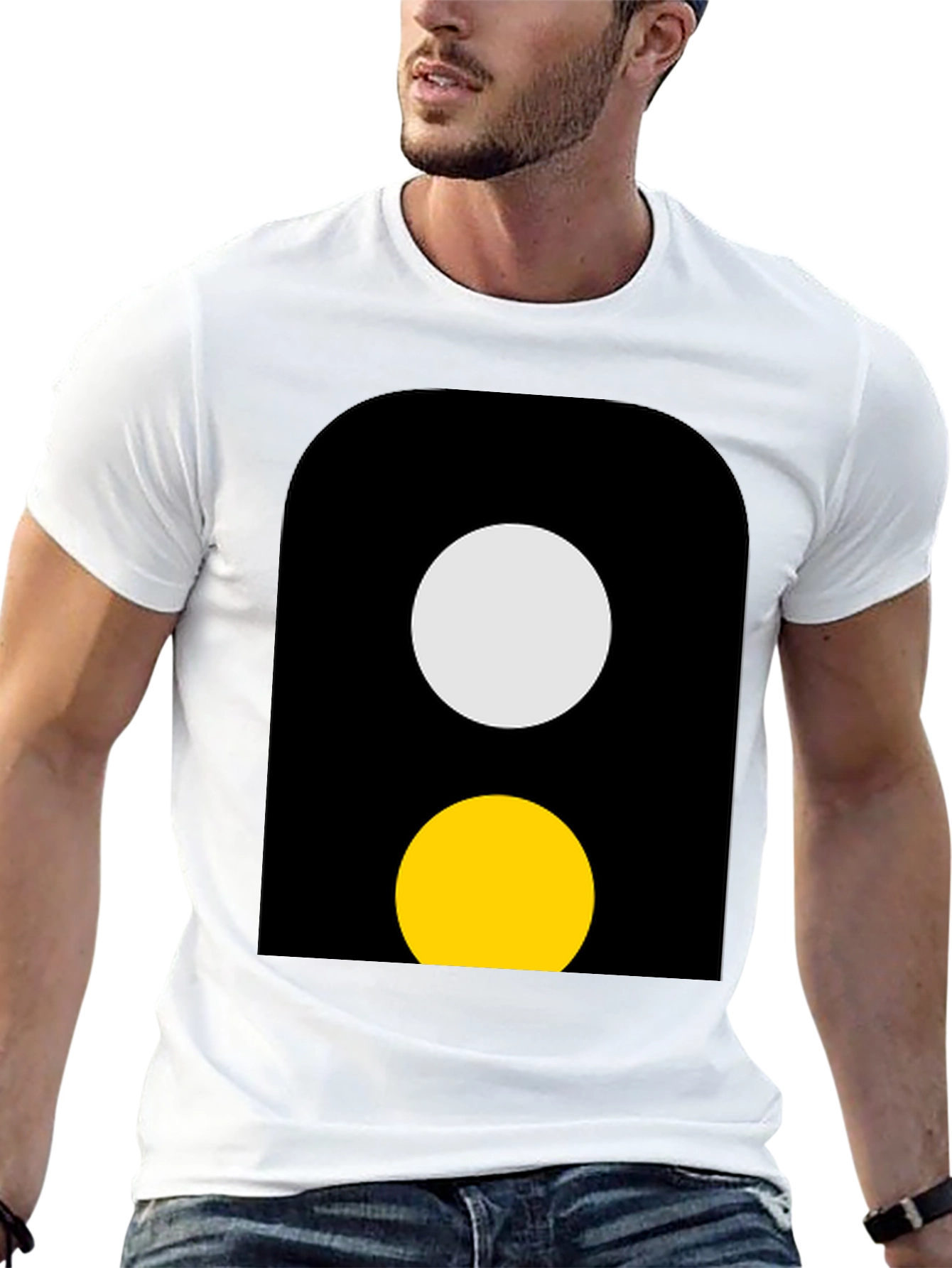 Abstract Graphic T-Shirt - Black with Circle Design
