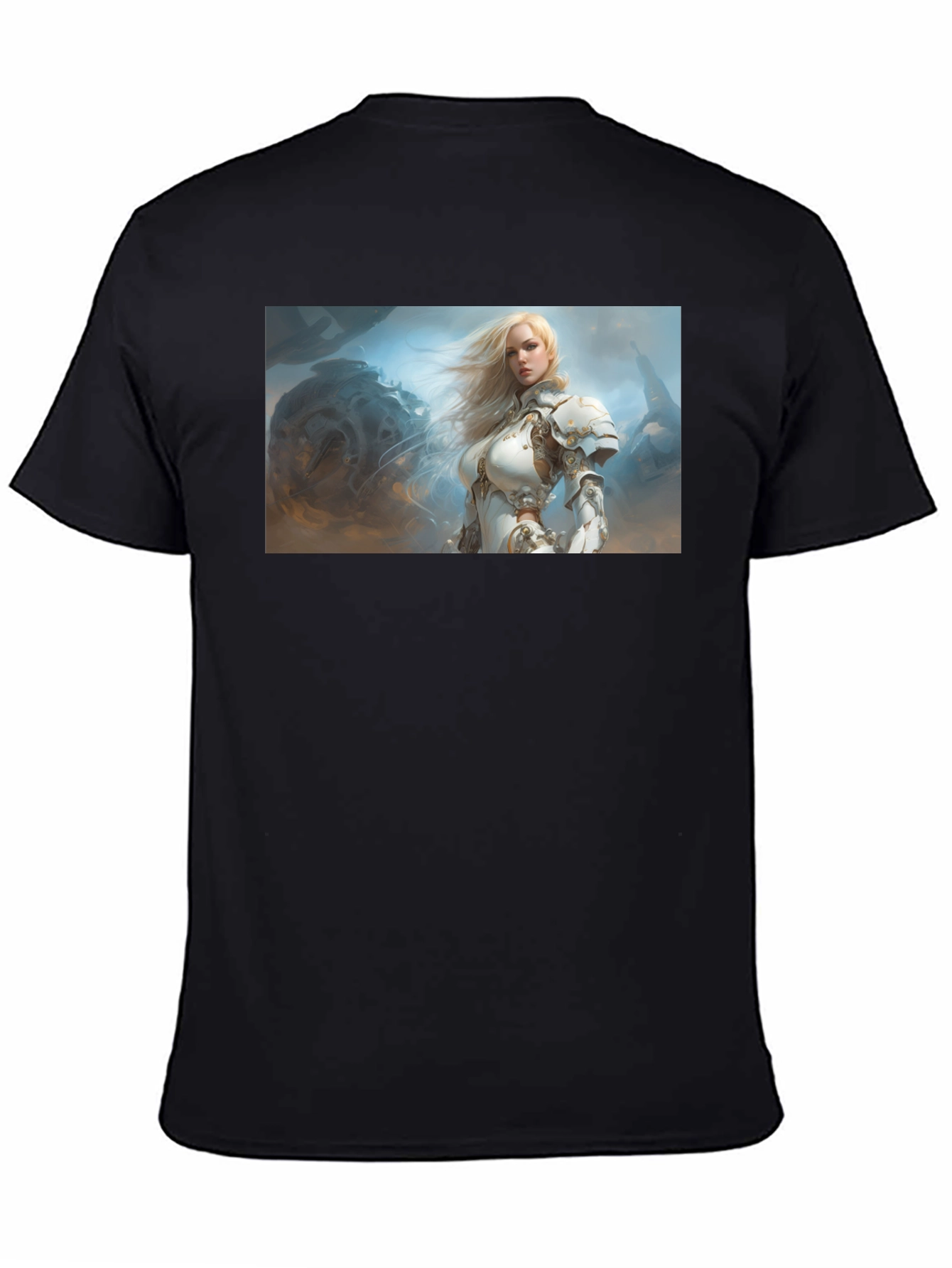 Fantasy Knight Woman T-Shirt Black Cotton Tee