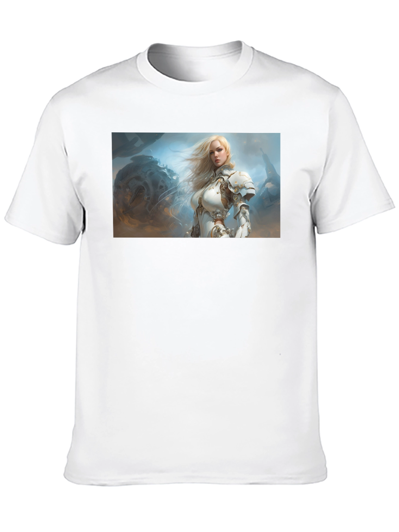 Fantasy Knight Woman T-Shirt Black Cotton Tee