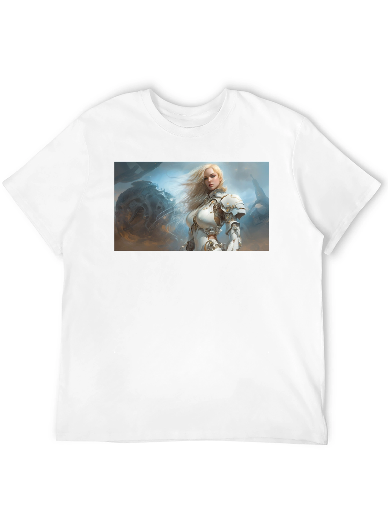 Fantasy Knight Woman T-Shirt Black Cotton Tee