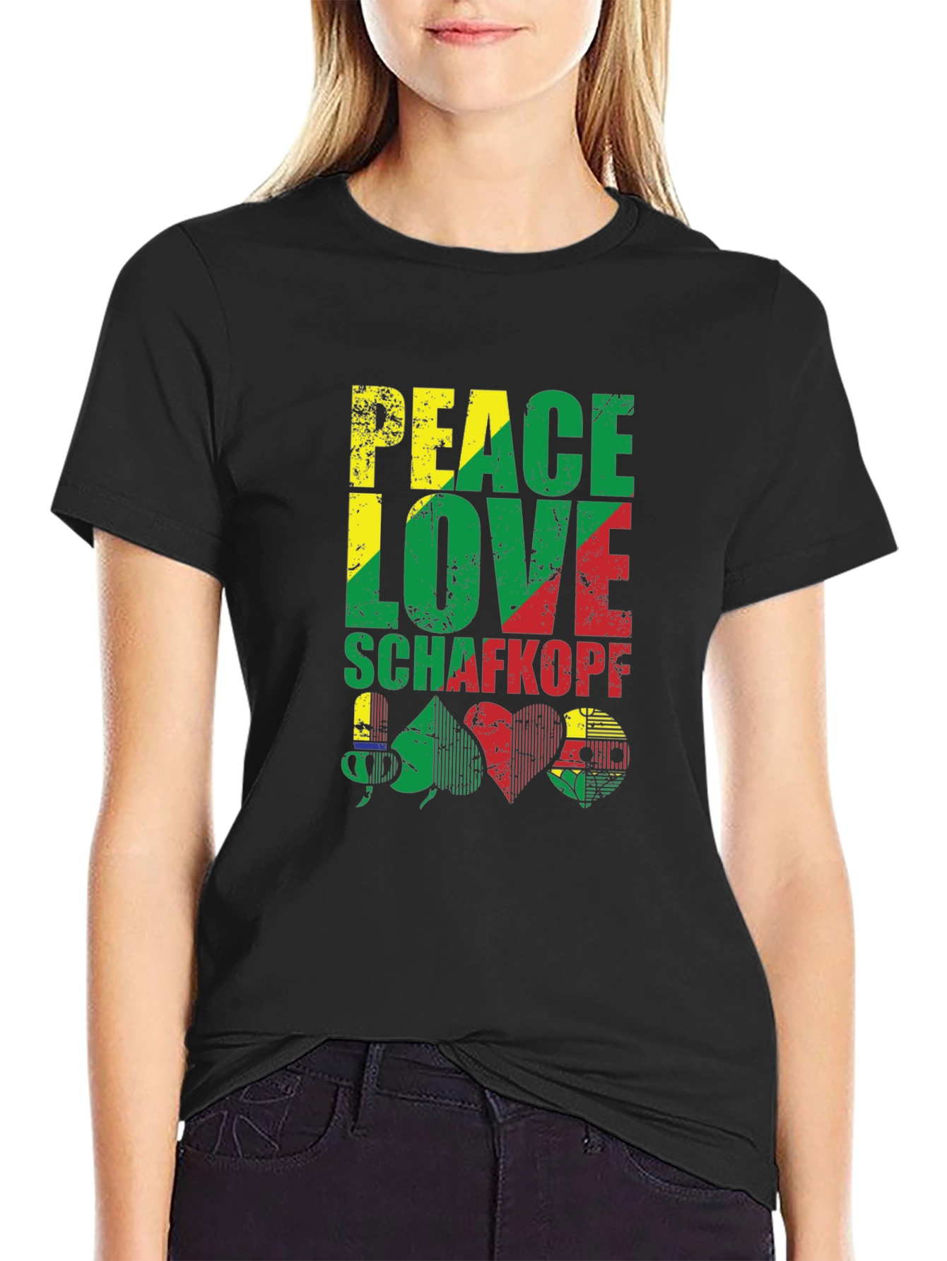 Peace Love Schafkopf Card Game Black T-Shirt