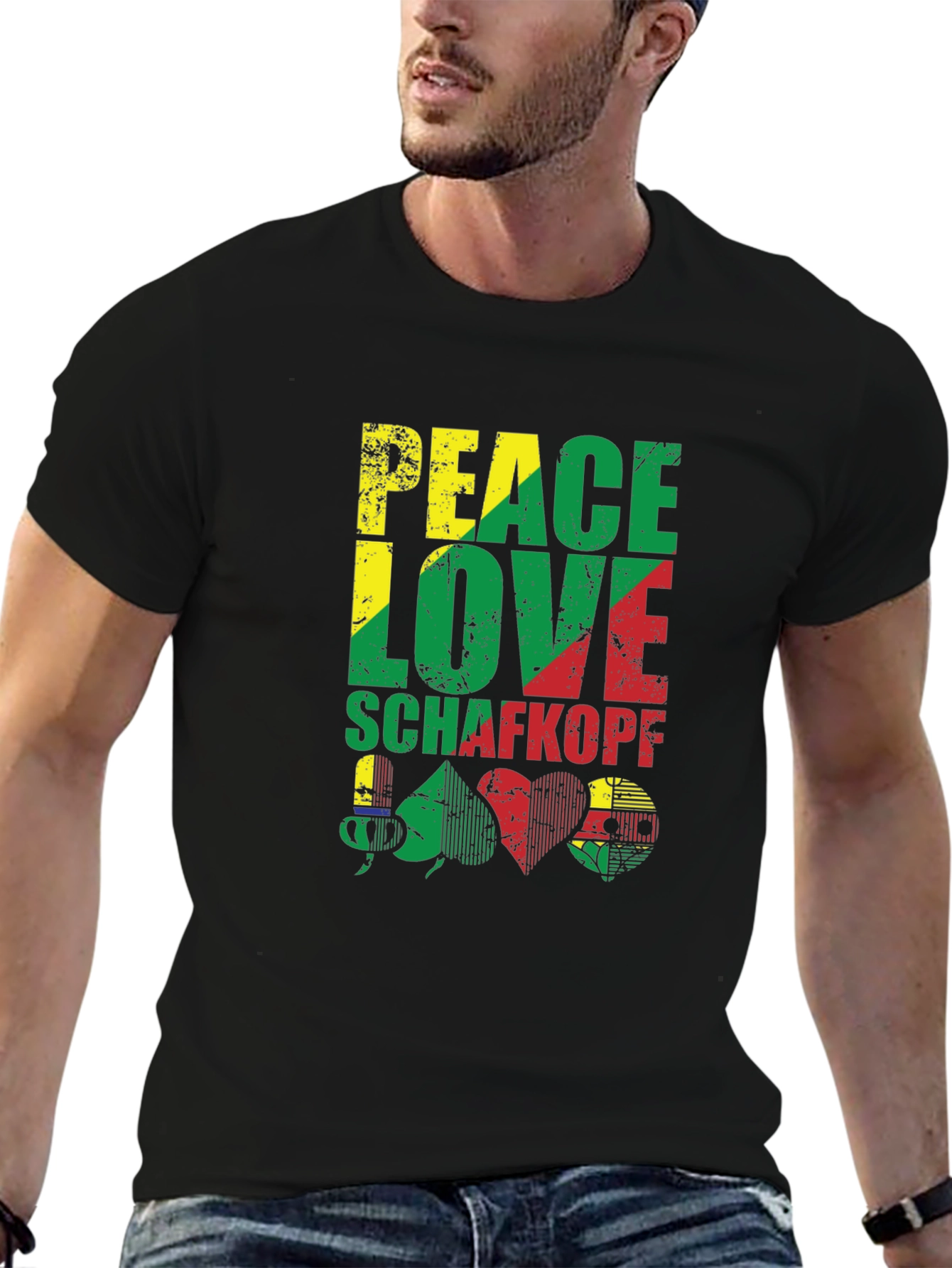 Peace Love Schafkopf Card Game Black T-Shirt