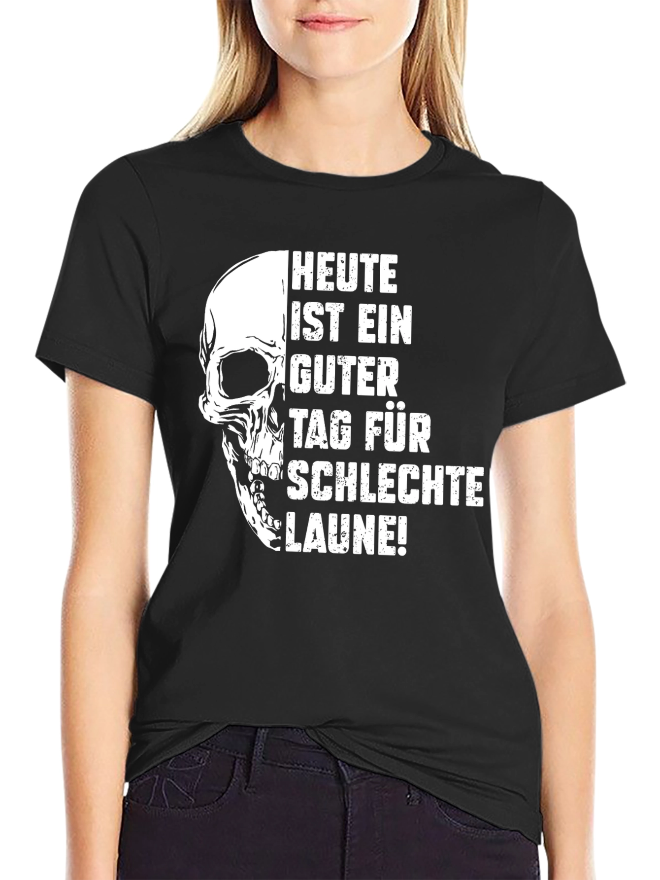 Humorous Skull Graphic T-Shirt - Bad Mood Day