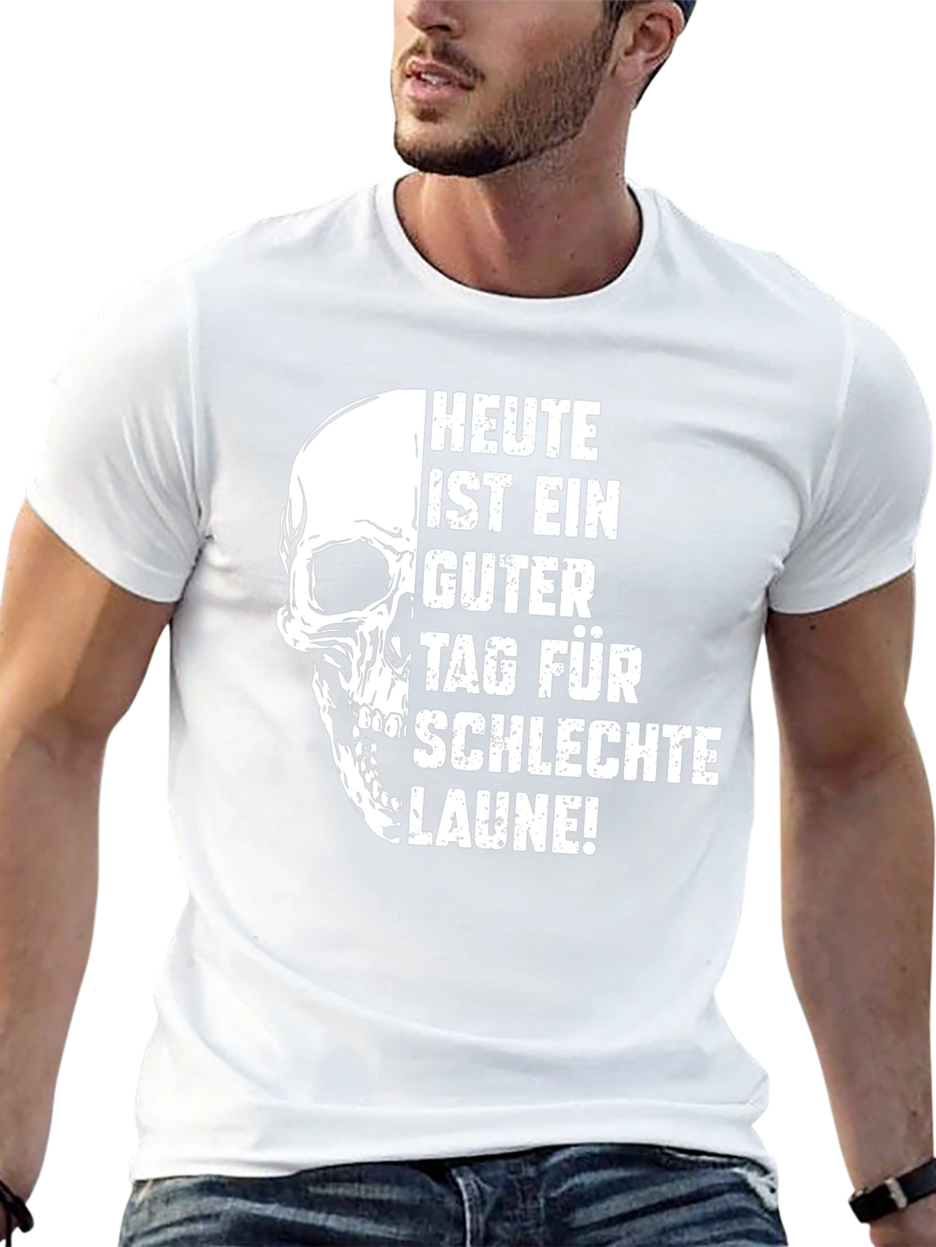 Humorous Skull Graphic T-Shirt - Bad Mood Day