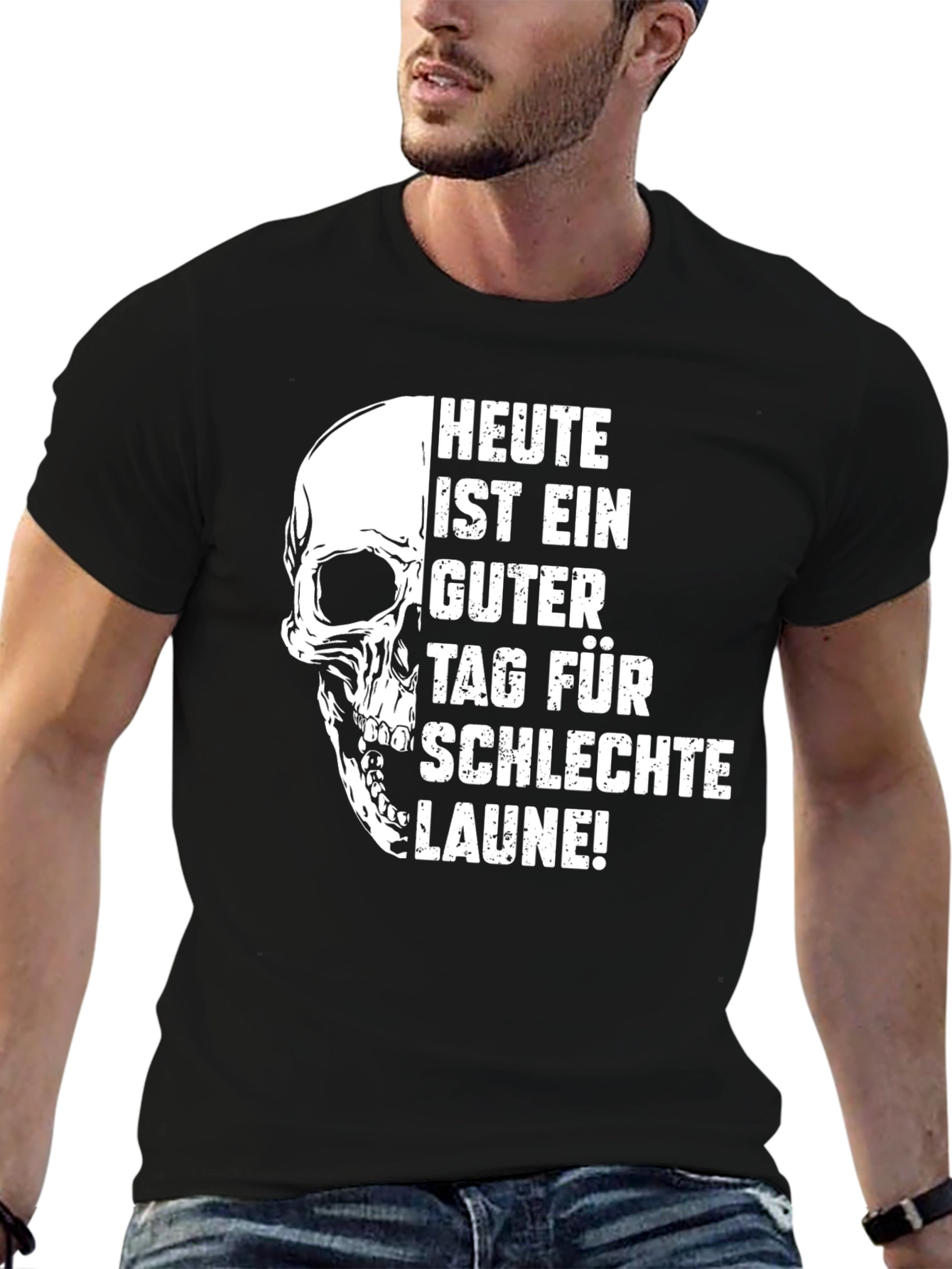 Humorous Skull Graphic T-Shirt - Bad Mood Day
