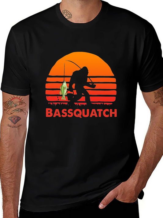 Bassquatch Graphic T-Shirt - Fishing Bigfoot Tee