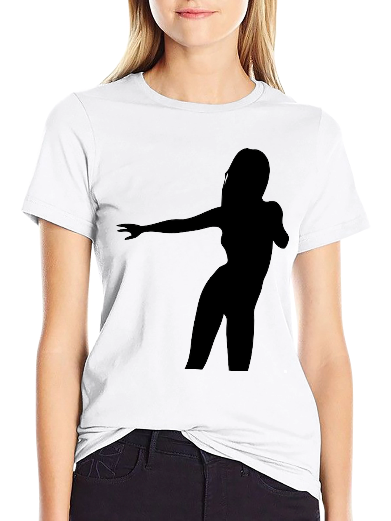 Silhouette Dancer Graphic Tee - Black Cotton Blend