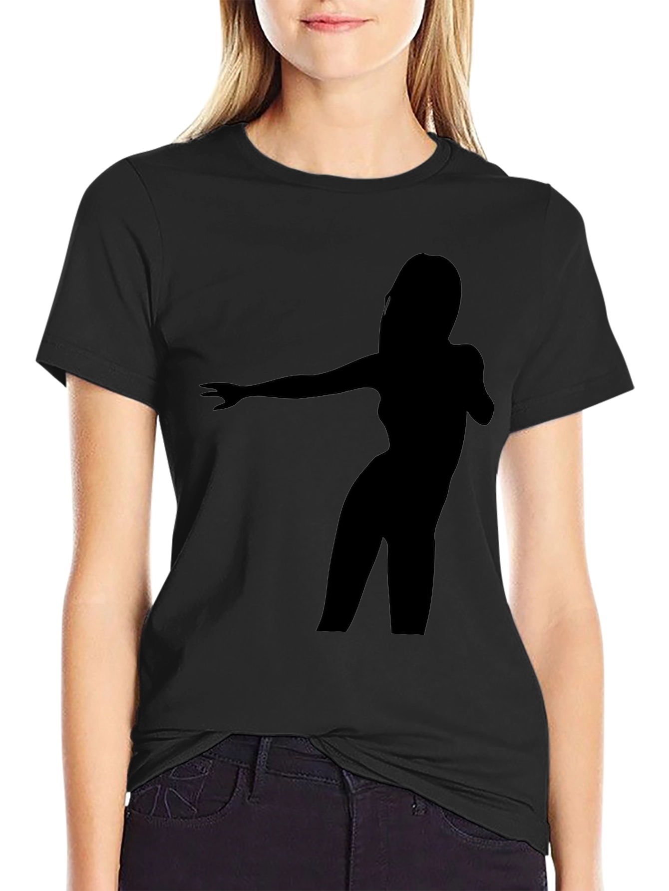 Silhouette Dancer Graphic Tee - Black Cotton Blend