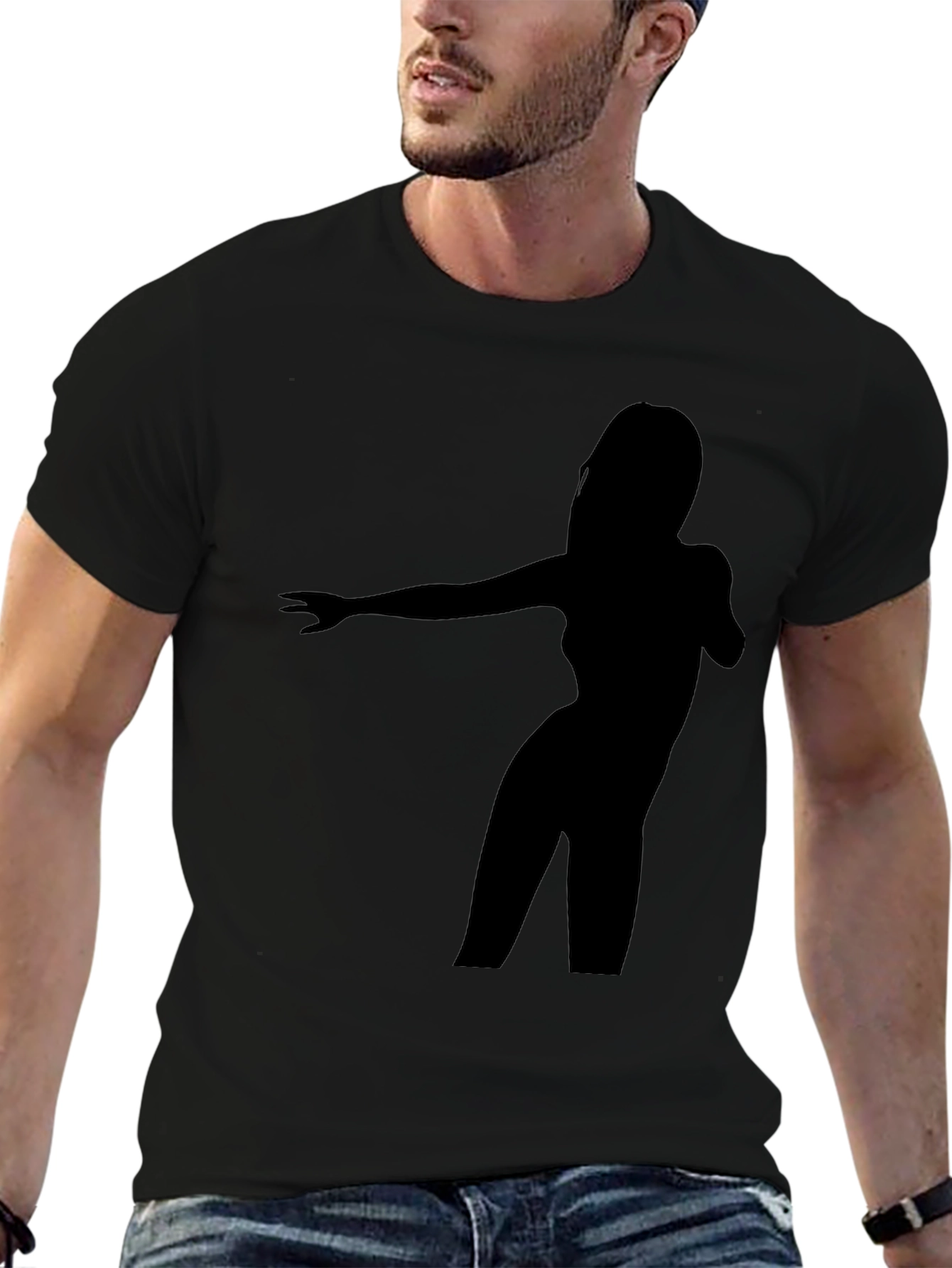 Silhouette Dancer Graphic Tee - Black Cotton Blend