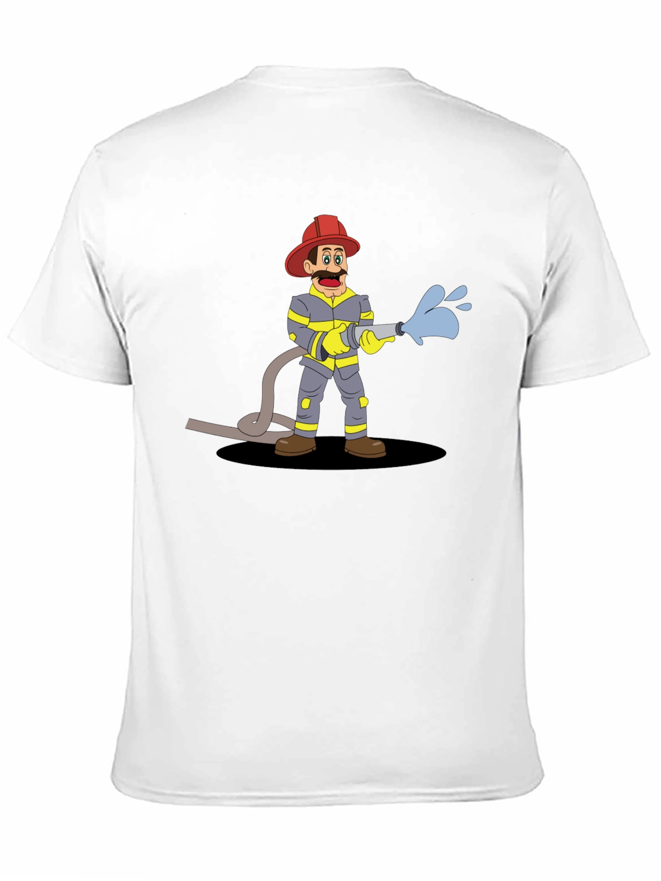 Cartoon Fireman Graphic Tee - Black