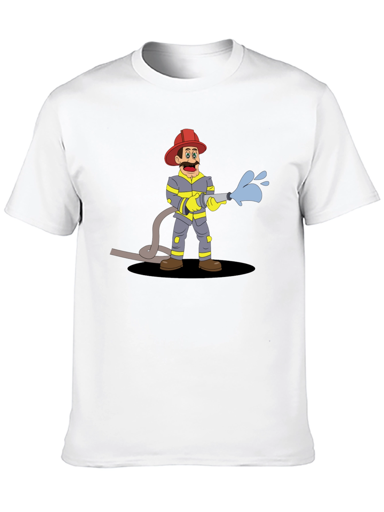 Cartoon Fireman Graphic Tee - Black