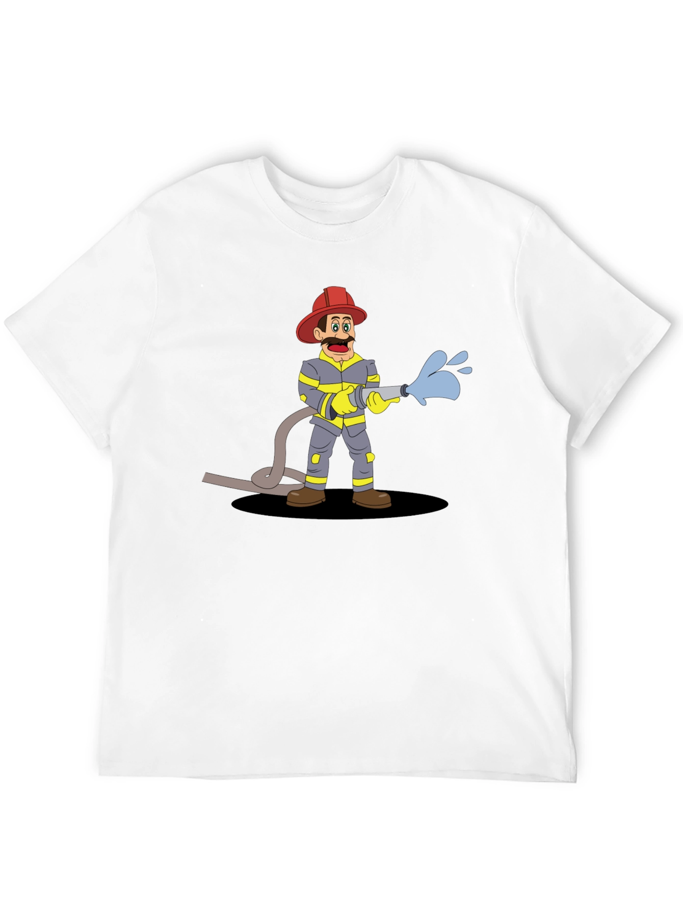 Cartoon Fireman Graphic Tee - Black