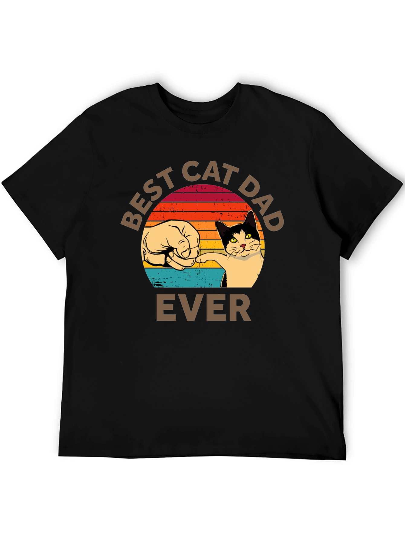 Best Cat Dad Ever T-Shirt Retro Sunset