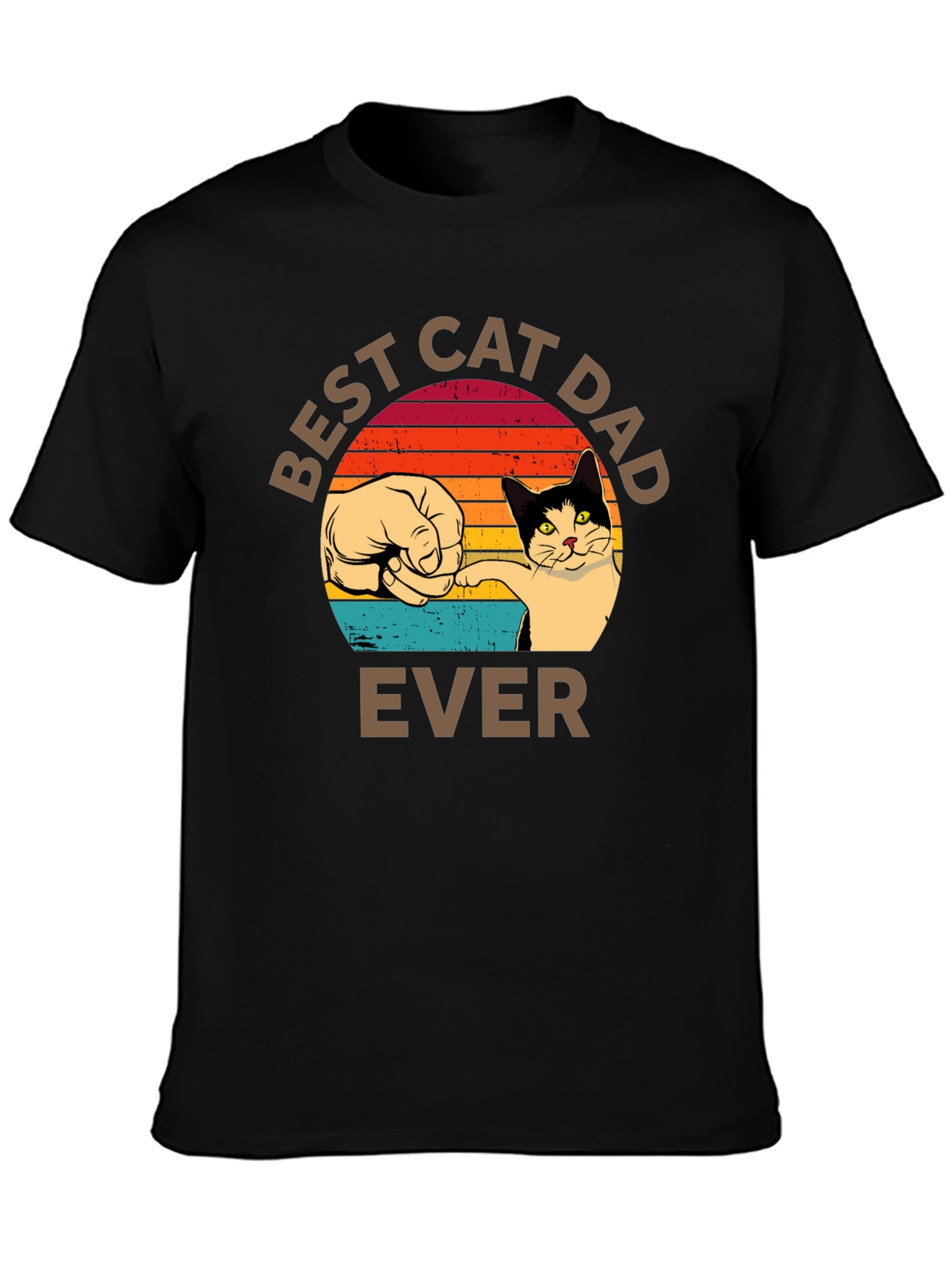 Best Cat Dad Ever T-Shirt Retro Sunset