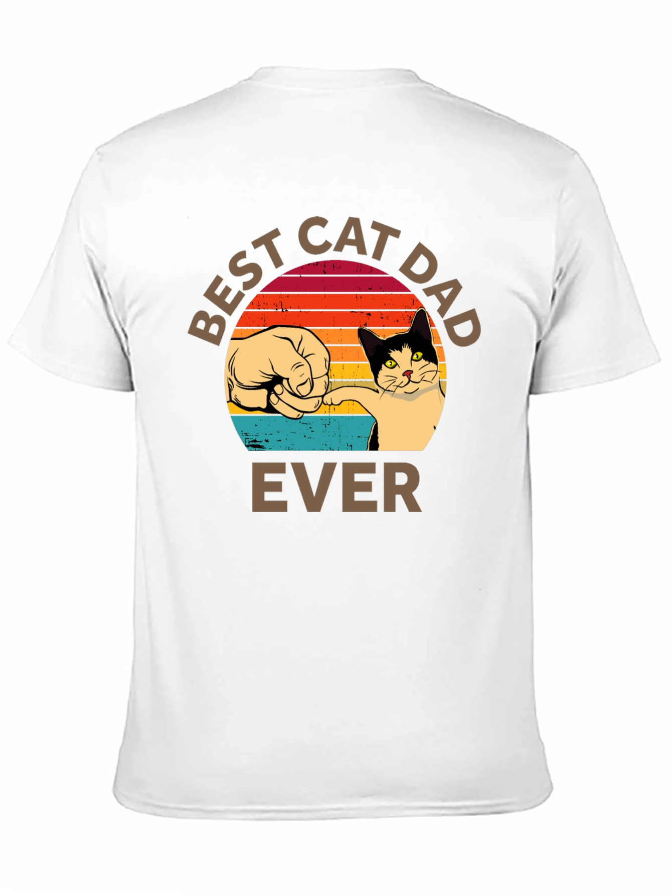 Best Cat Dad Ever T-Shirt Retro Sunset