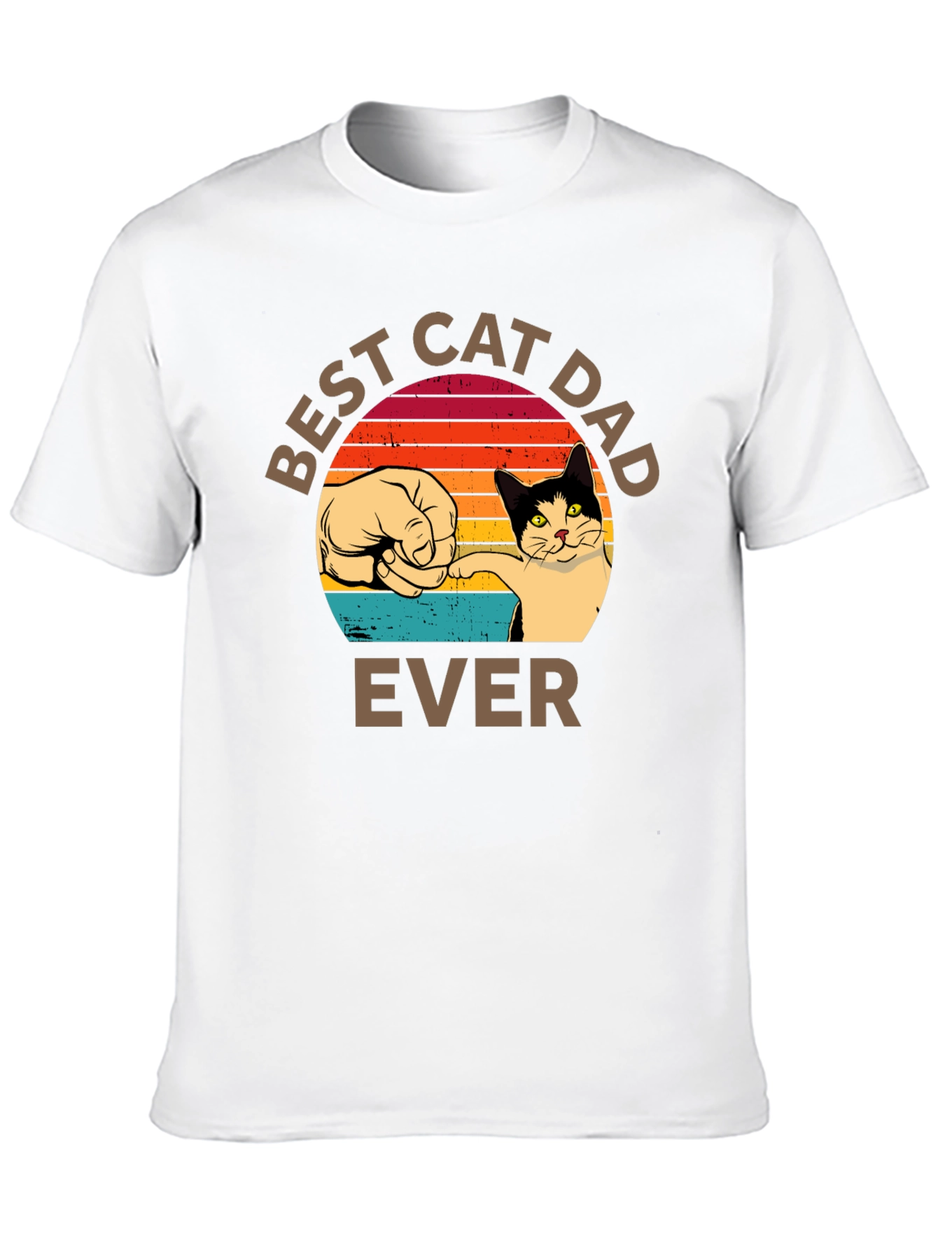Best Cat Dad Ever T-Shirt Retro Sunset