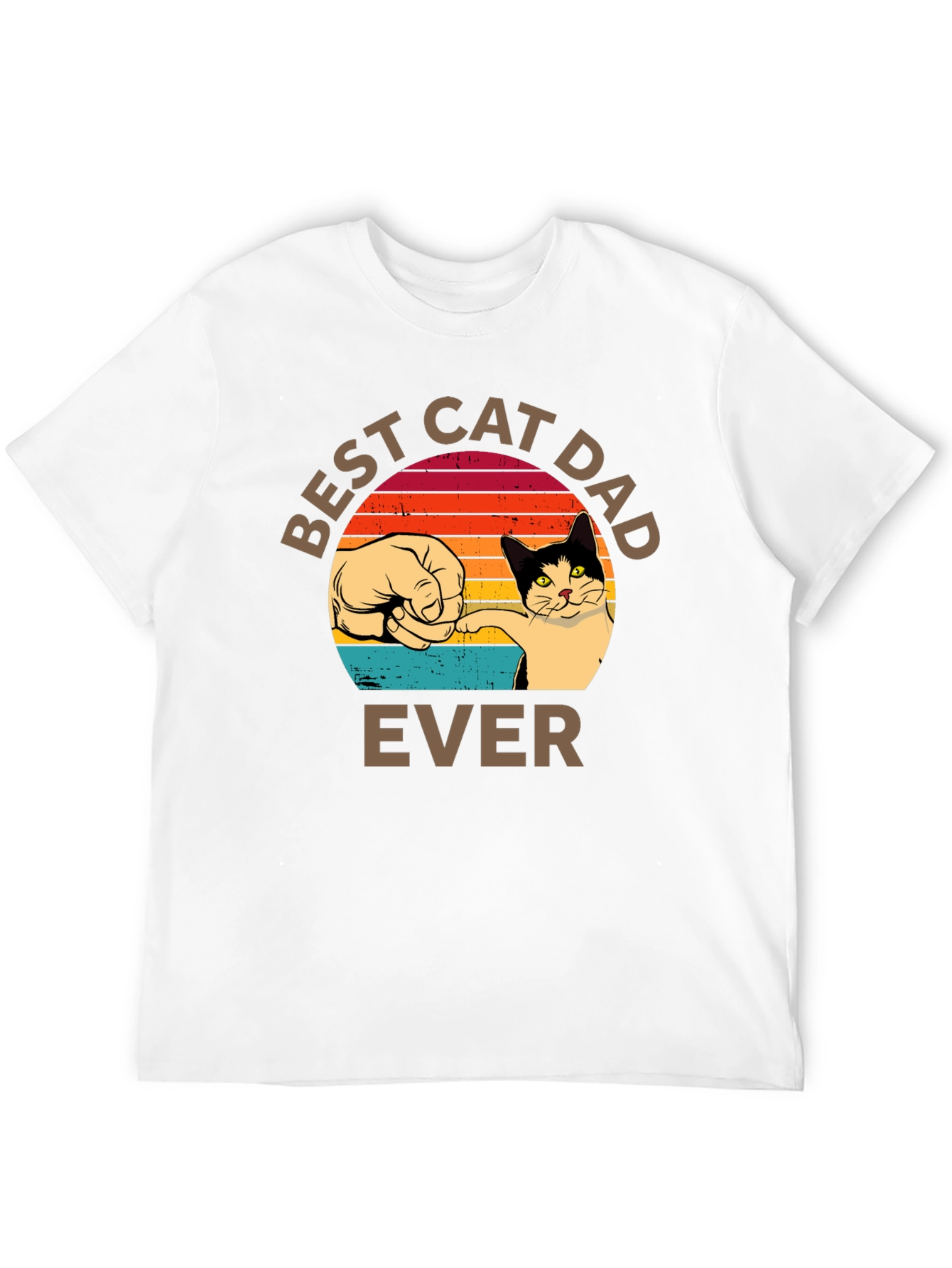 Best Cat Dad Ever T-Shirt Retro Sunset