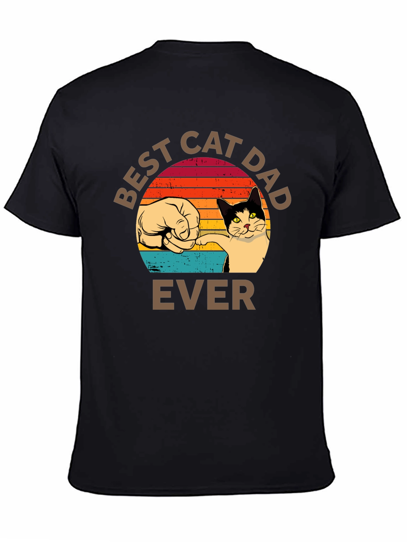 Best Cat Dad Ever T-Shirt Retro Sunset