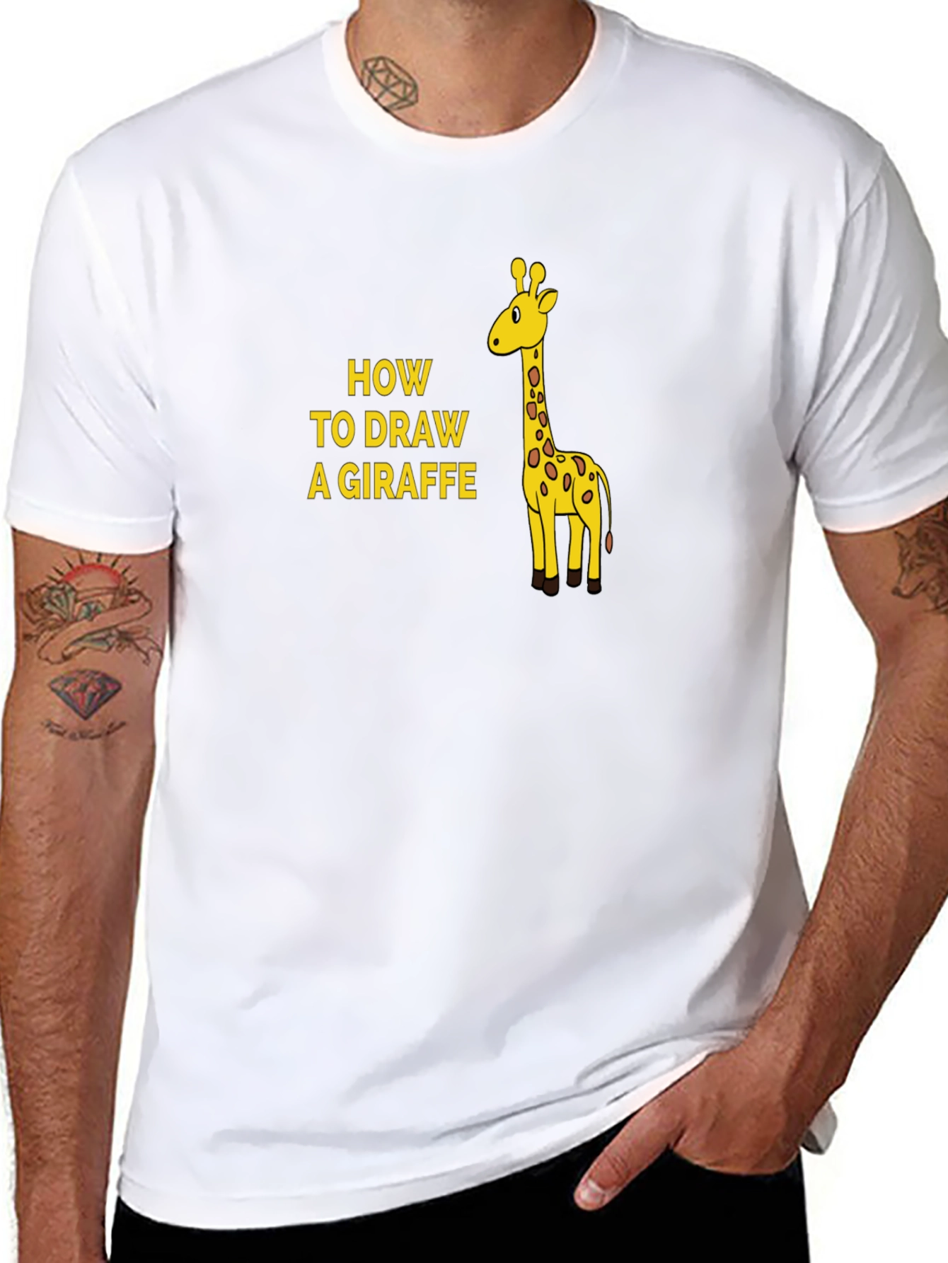 How To Draw a Giraffe Mens Black T-Shirt