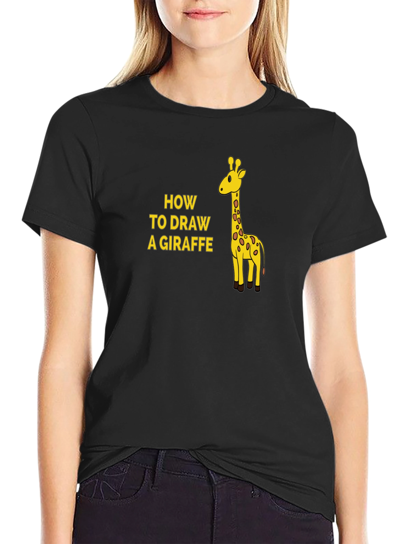 How To Draw a Giraffe Mens Black T-Shirt