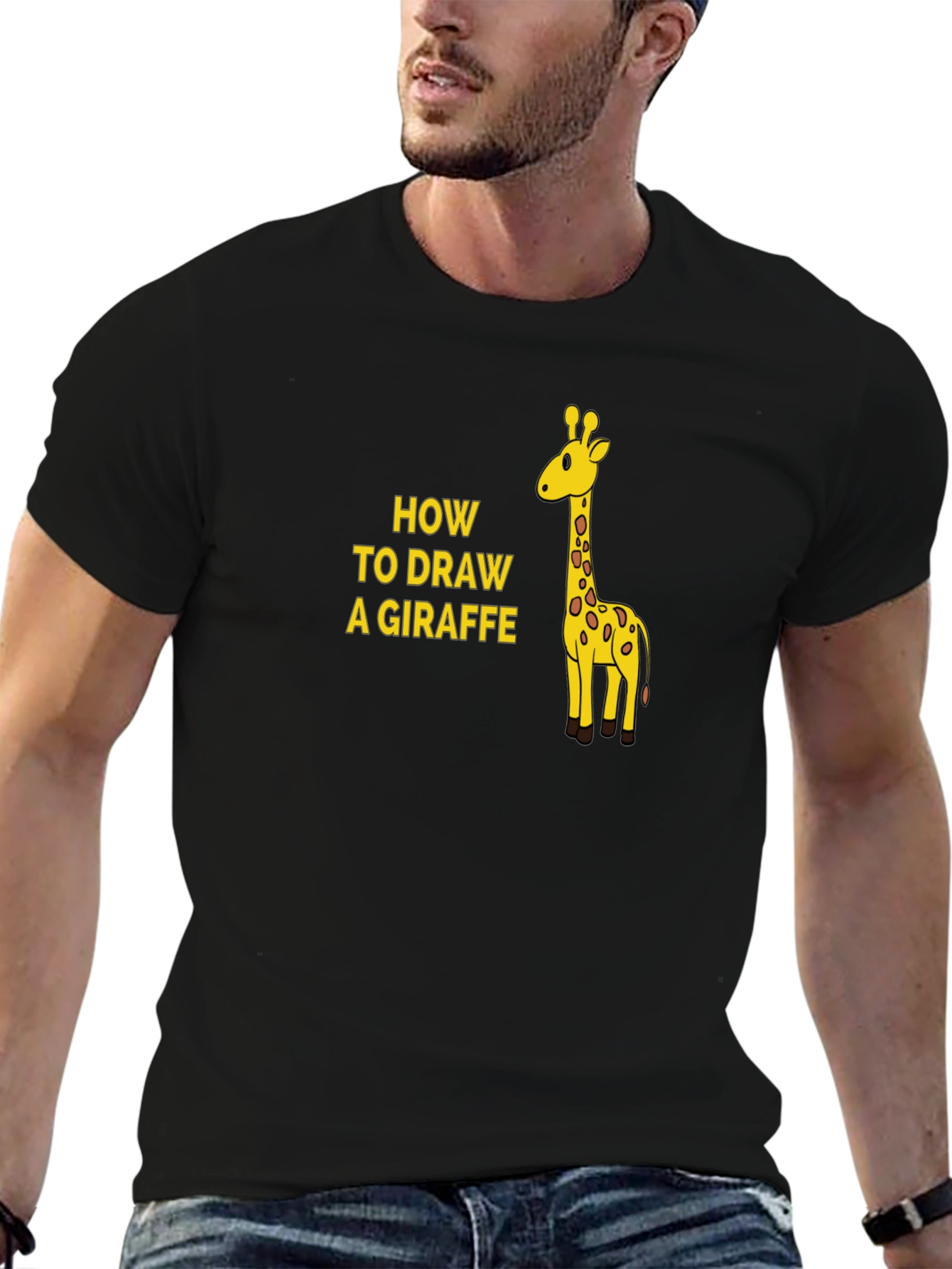 How To Draw a Giraffe Mens Black T-Shirt