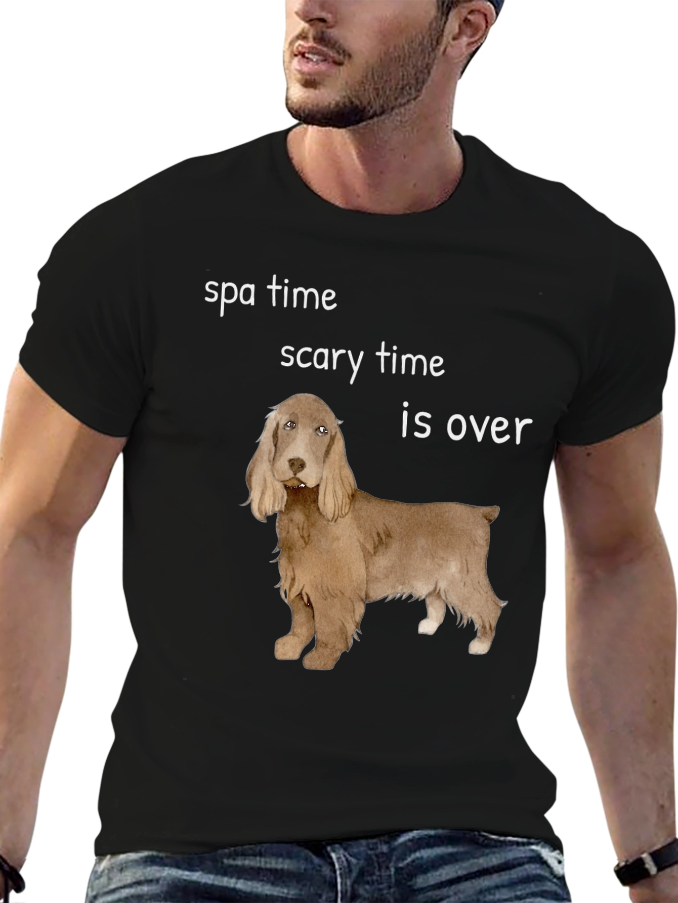 Funny Dog T-Shirt: Spa Time Scary Time is Over