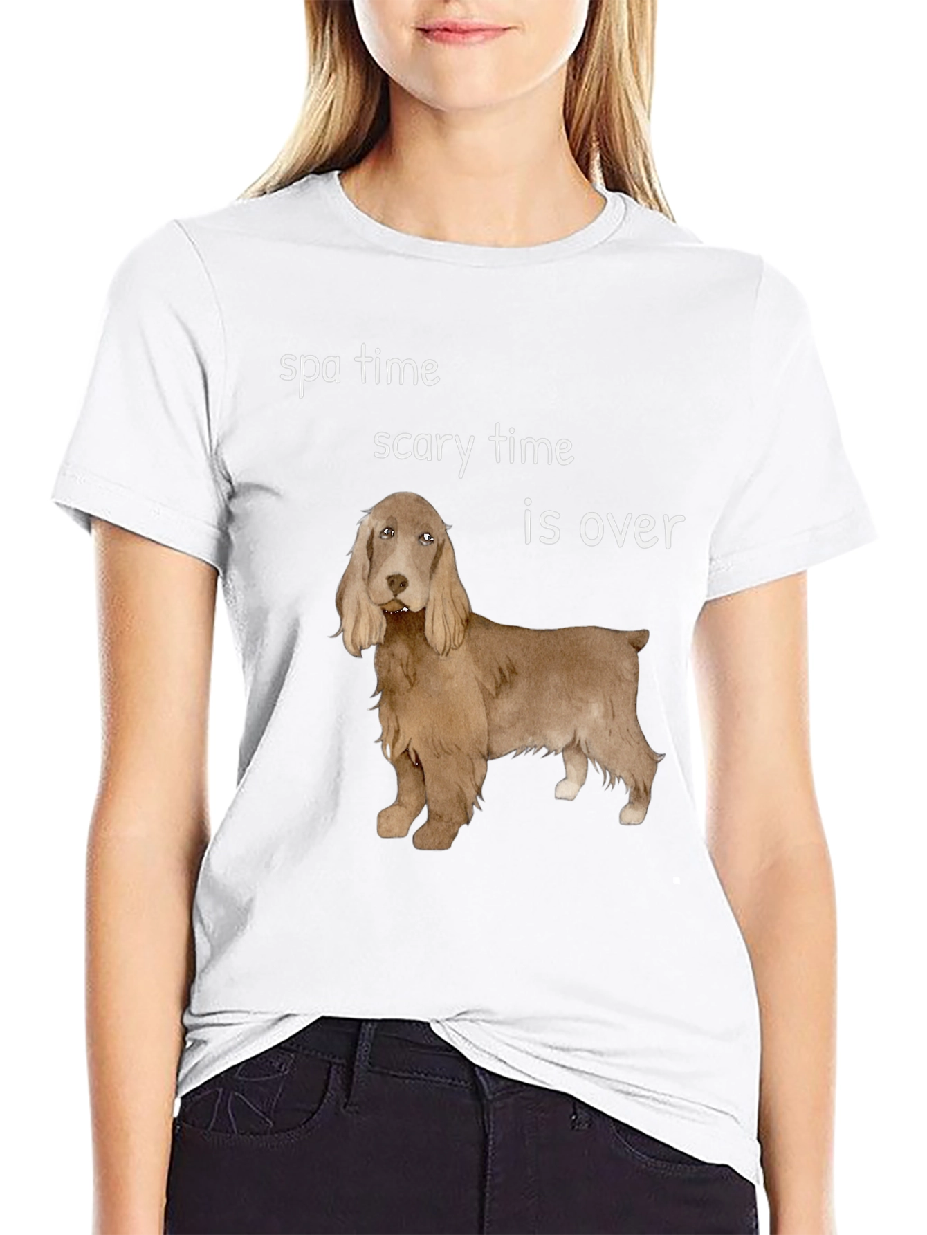 Funny Dog T-Shirt: Spa Time Scary Time is Over