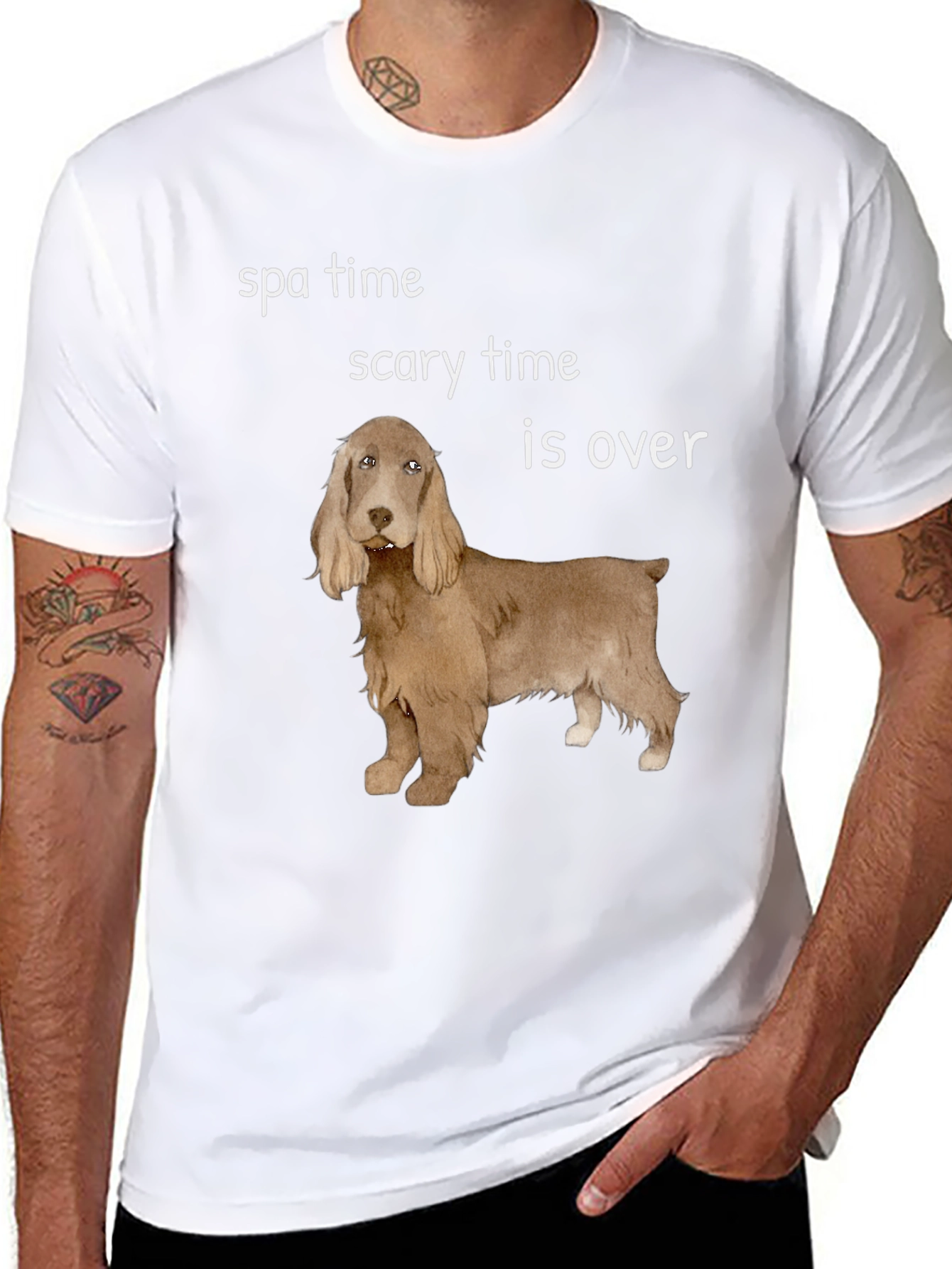 Funny Dog T-Shirt: Spa Time Scary Time is Over
