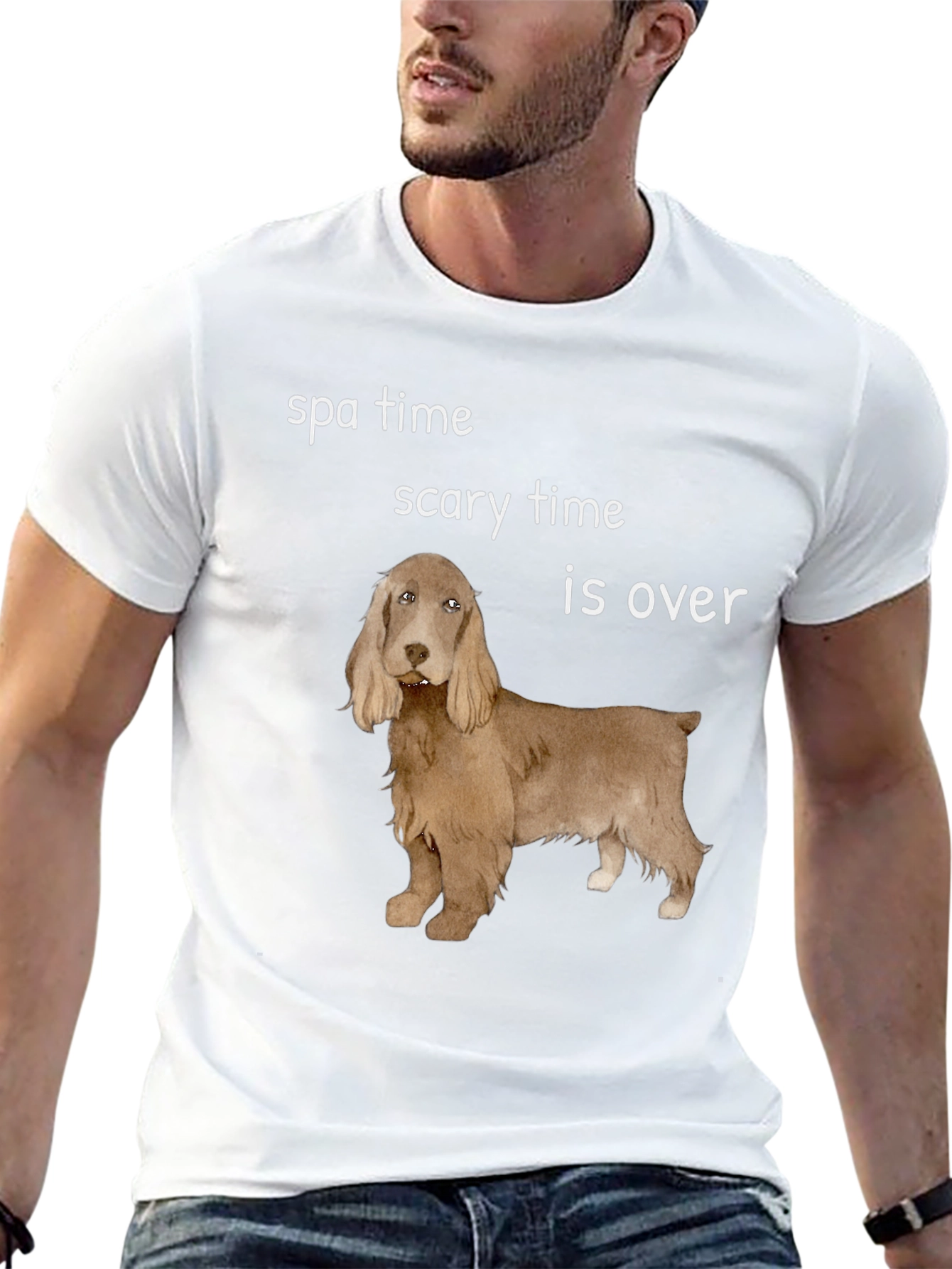Funny Dog T-Shirt: Spa Time Scary Time is Over