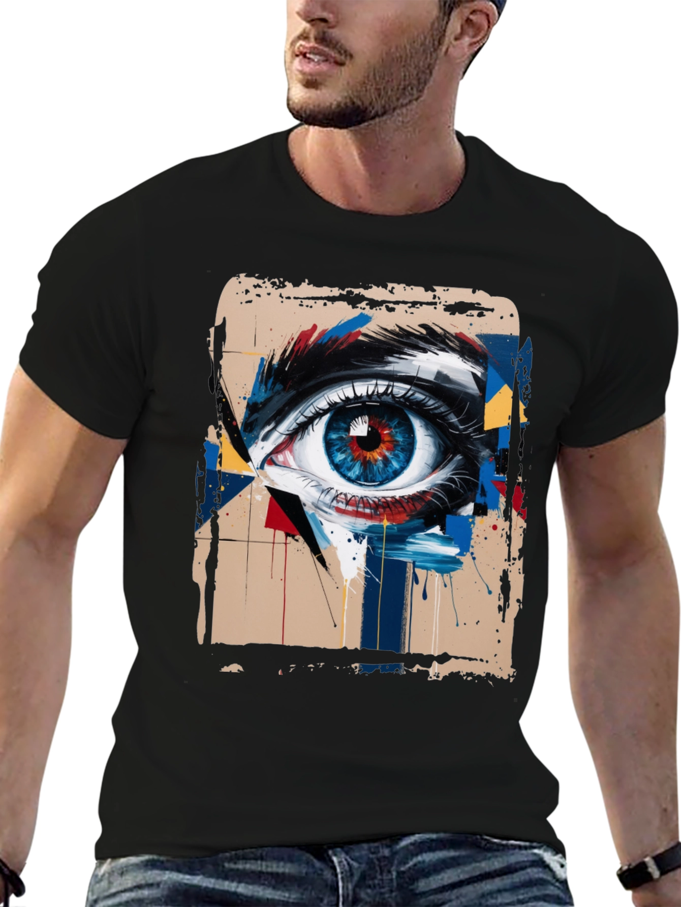Abstract Eye Graphic Tee - Mens Black T-Shirt