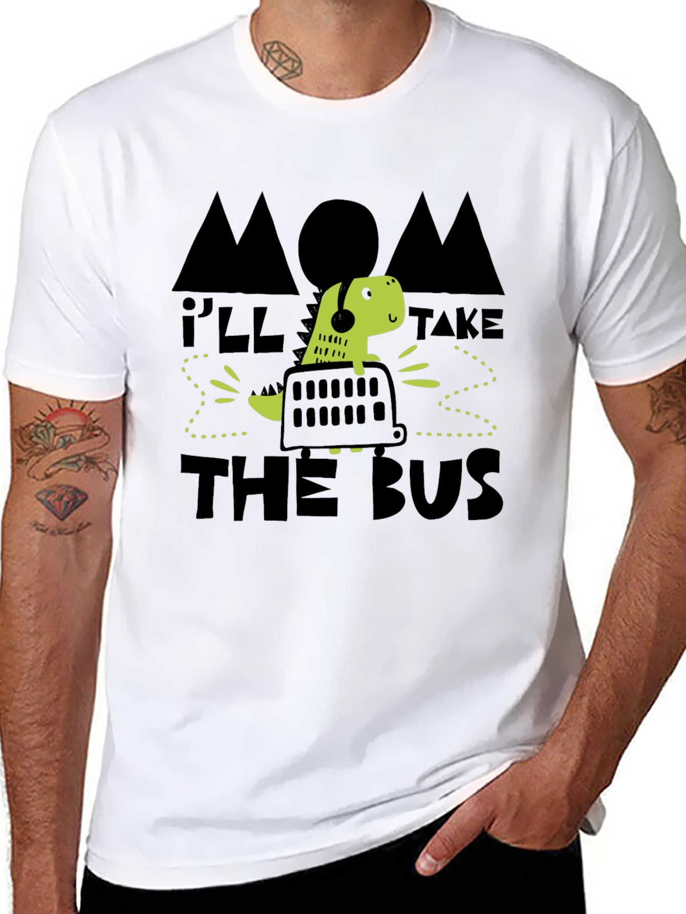 Mom Ill Take the Bus Funny Dinosaur T-Shirt