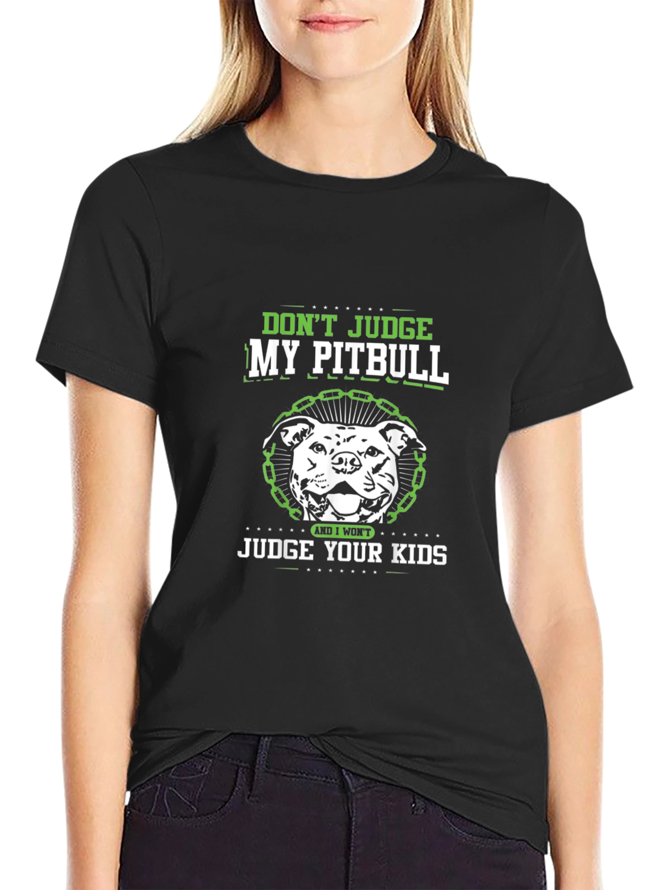 Dont Judge My Pitbull Black T-Shirt