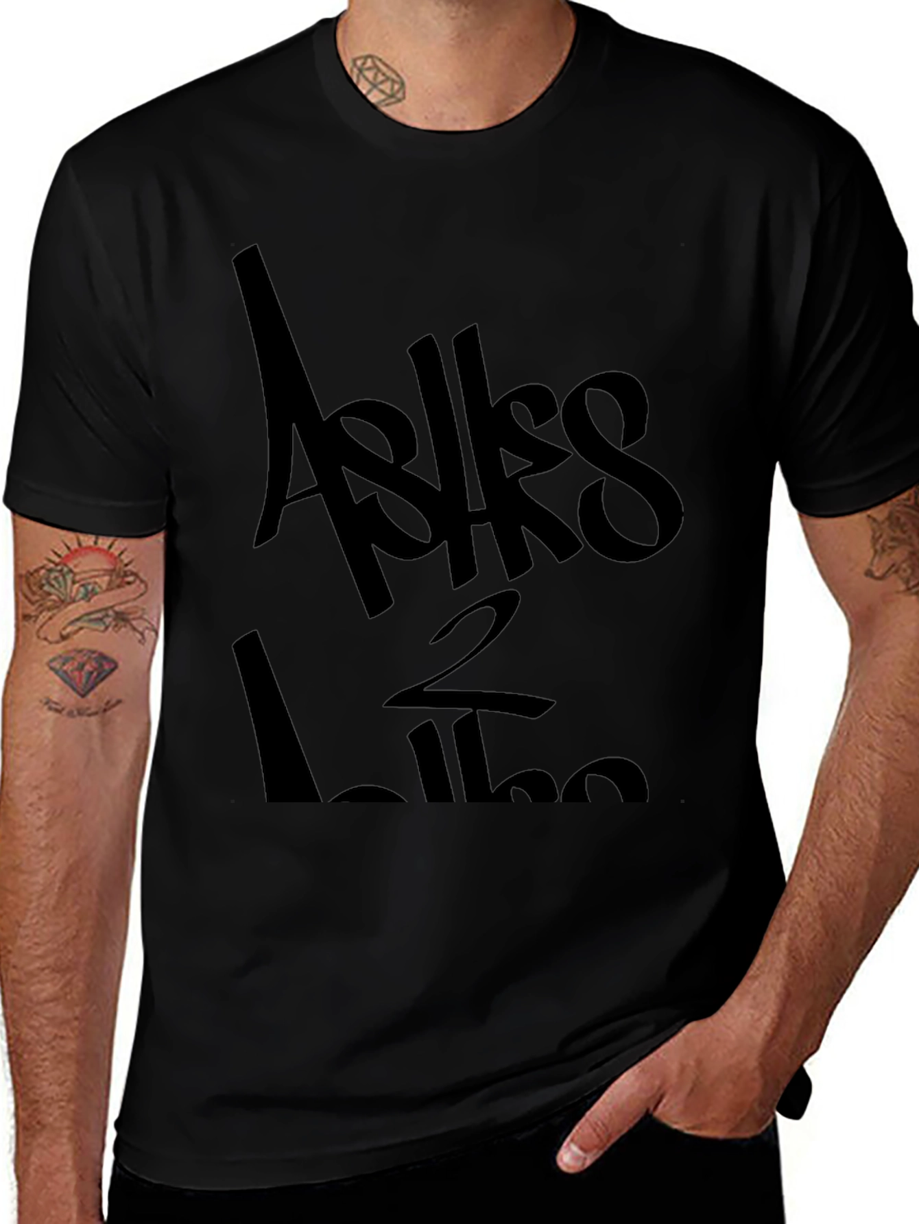 Asks 2 Like Black Graphic Tee