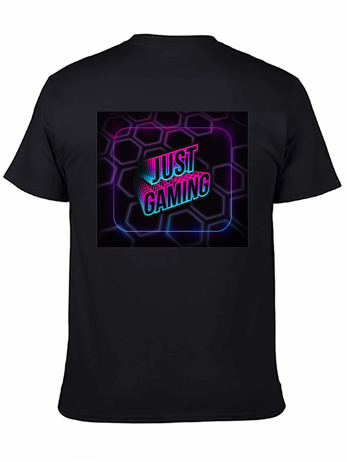 Just Gaming Black T-Shirt - Neon Gamer Design
