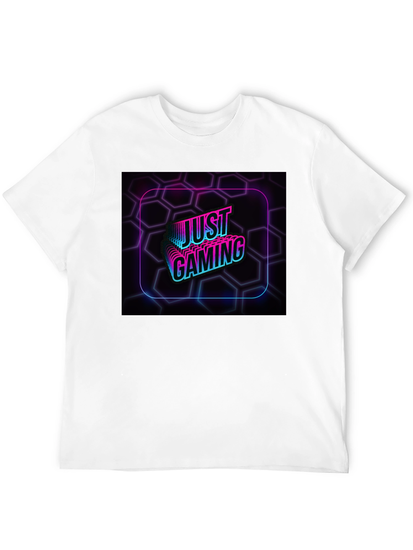 Just Gaming Black T-Shirt - Neon Gamer Design