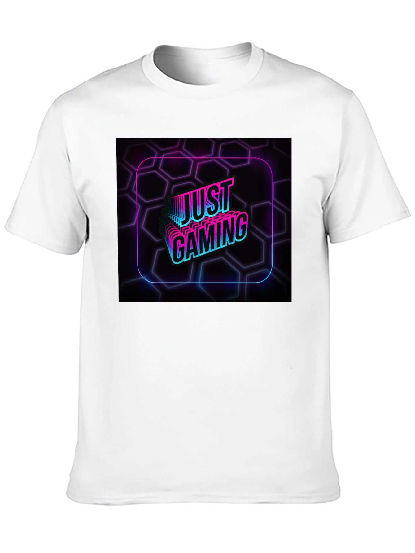 Just Gaming Black T-Shirt - Neon Gamer Design