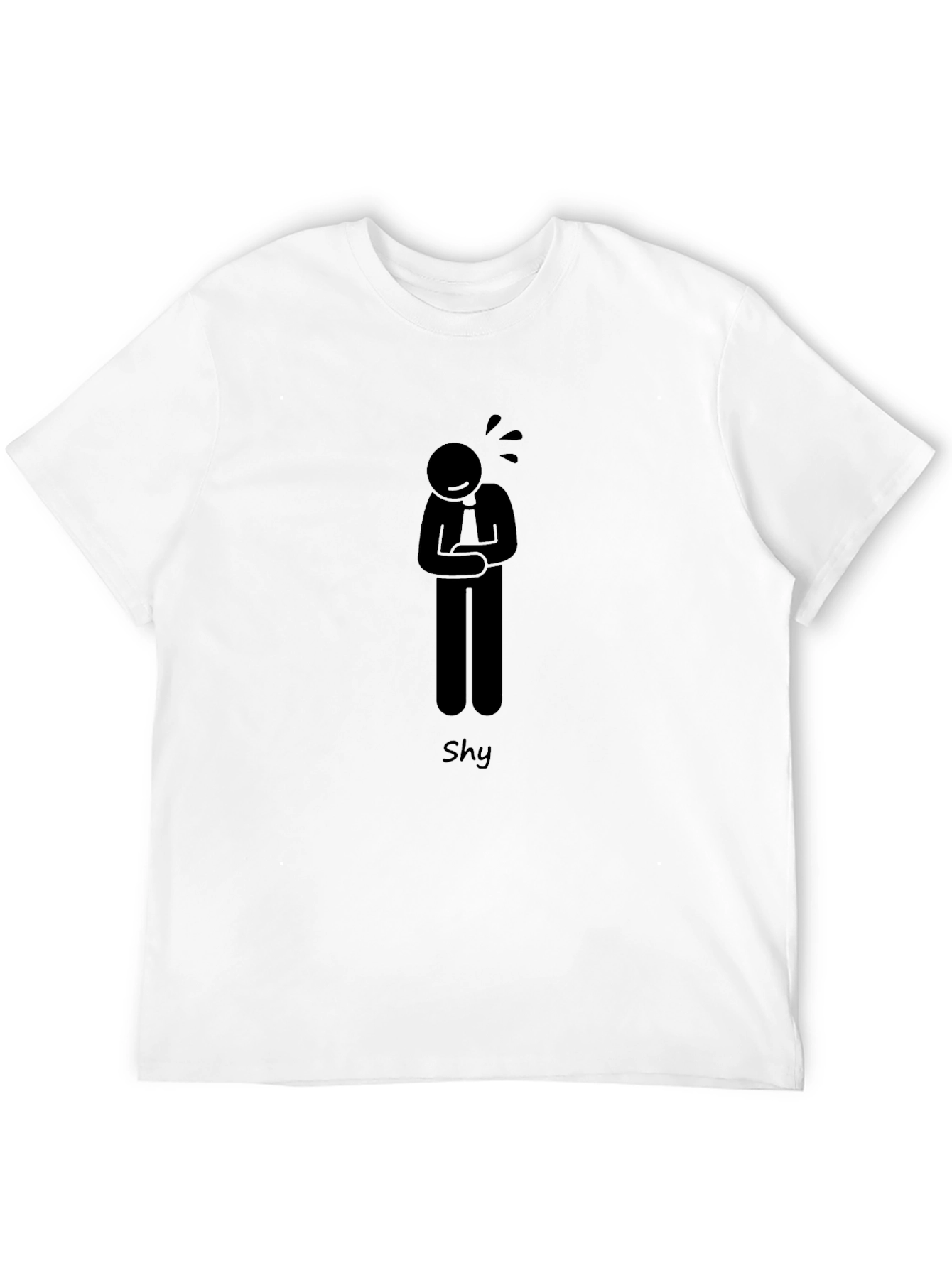 Shy Graphic T-Shirt - Black Cotton Blend Casual Tee