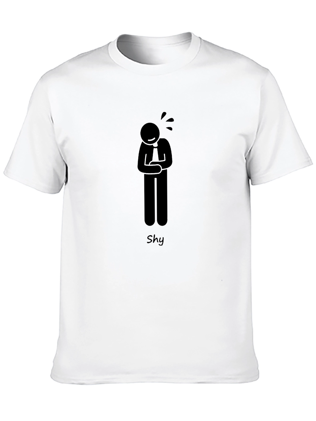 Shy Graphic T-Shirt - Black Cotton Blend Casual Tee