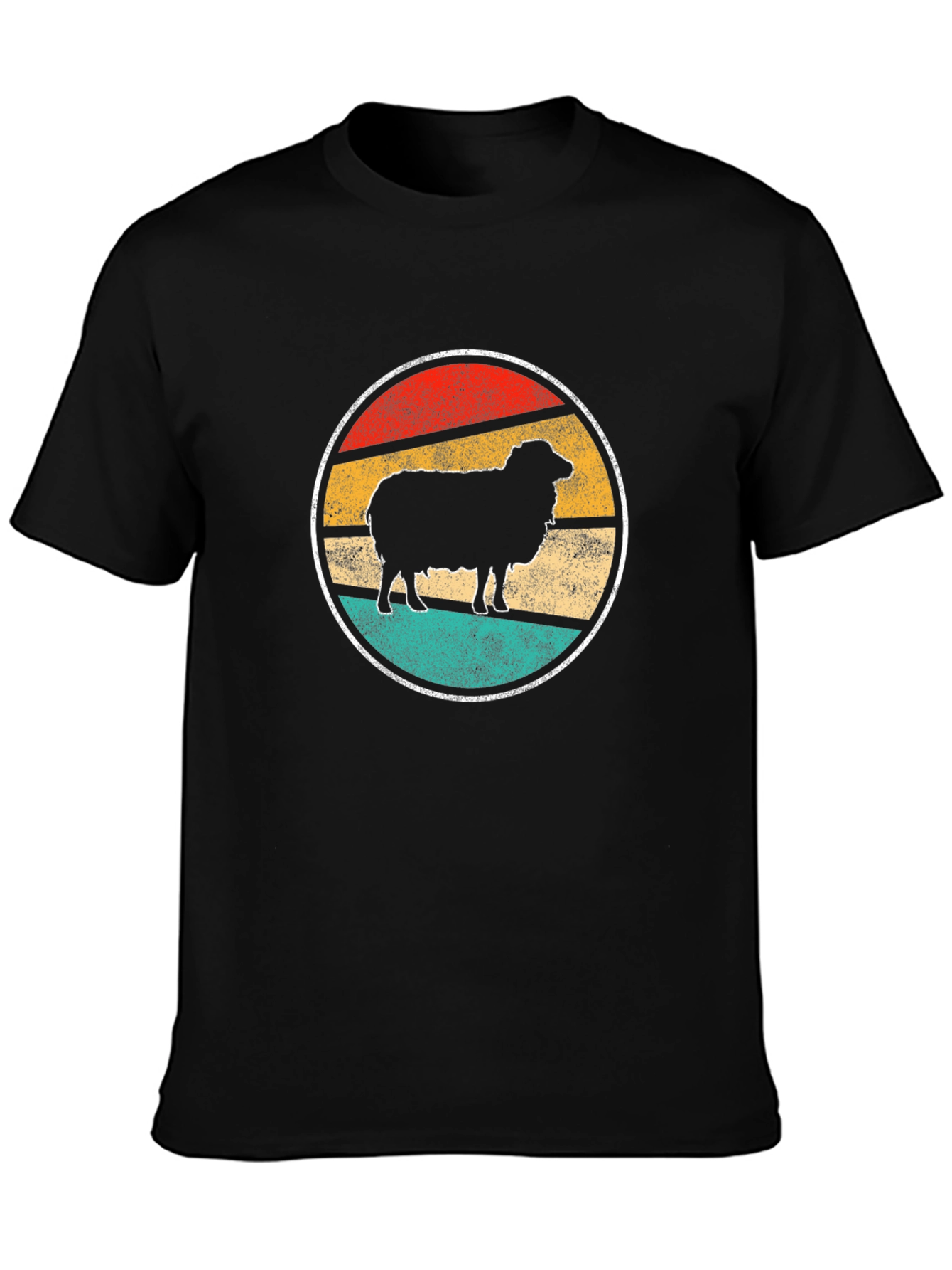 Retro Sheep Graphic Tee - Black Cotton T-Shirt
