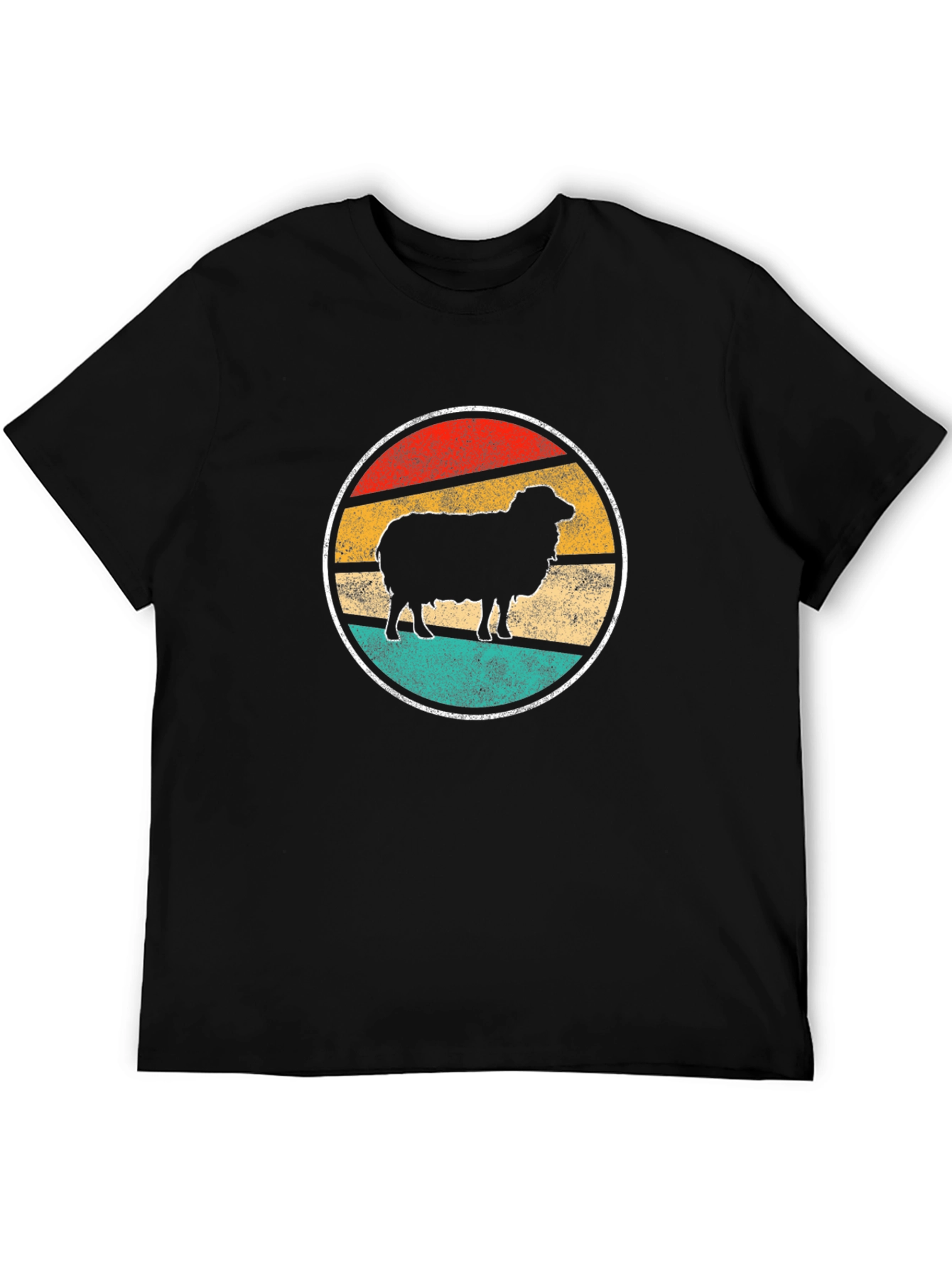 Retro Sheep Graphic Tee - Black Cotton T-Shirt