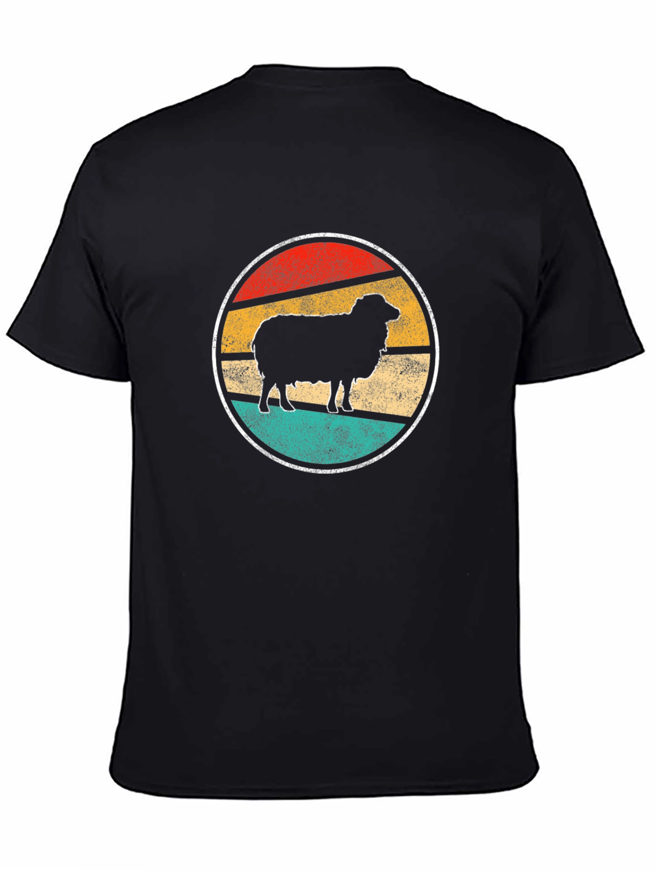 Retro Sheep Graphic Tee - Black Cotton T-Shirt