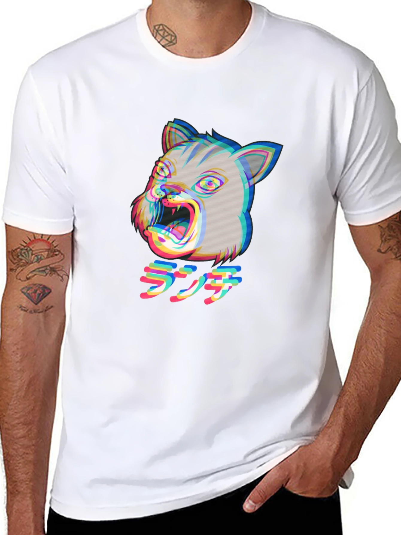 Glitch Cat Tee - Anime Style